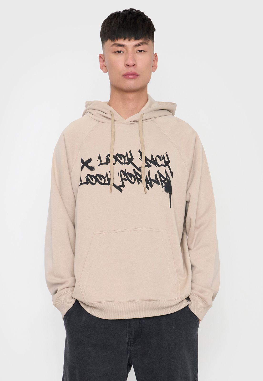 Polerón Hombre Hood Print Urbana Beige Corona-0