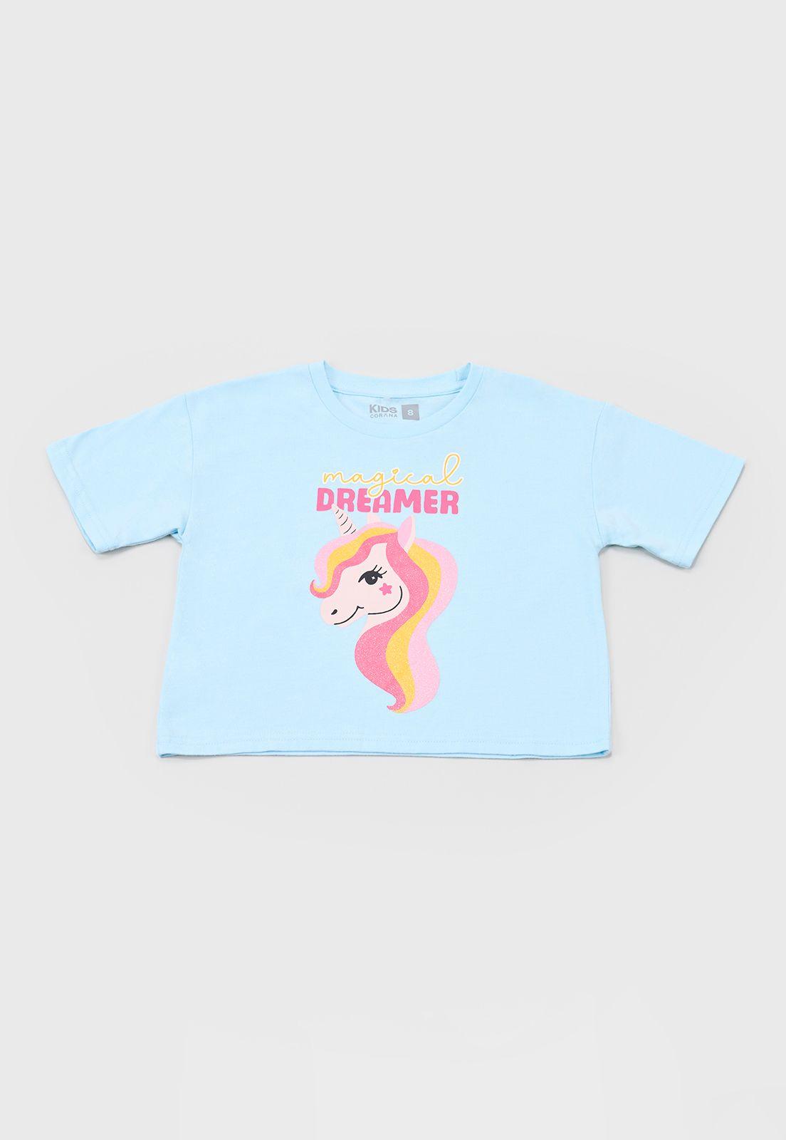 Polera Niña Kids M/C Focal Celeste Corona-0