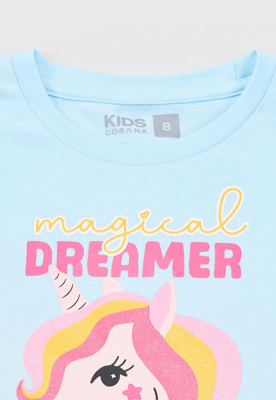 Polera Niña Kids M/C Focal Celeste Corona-2