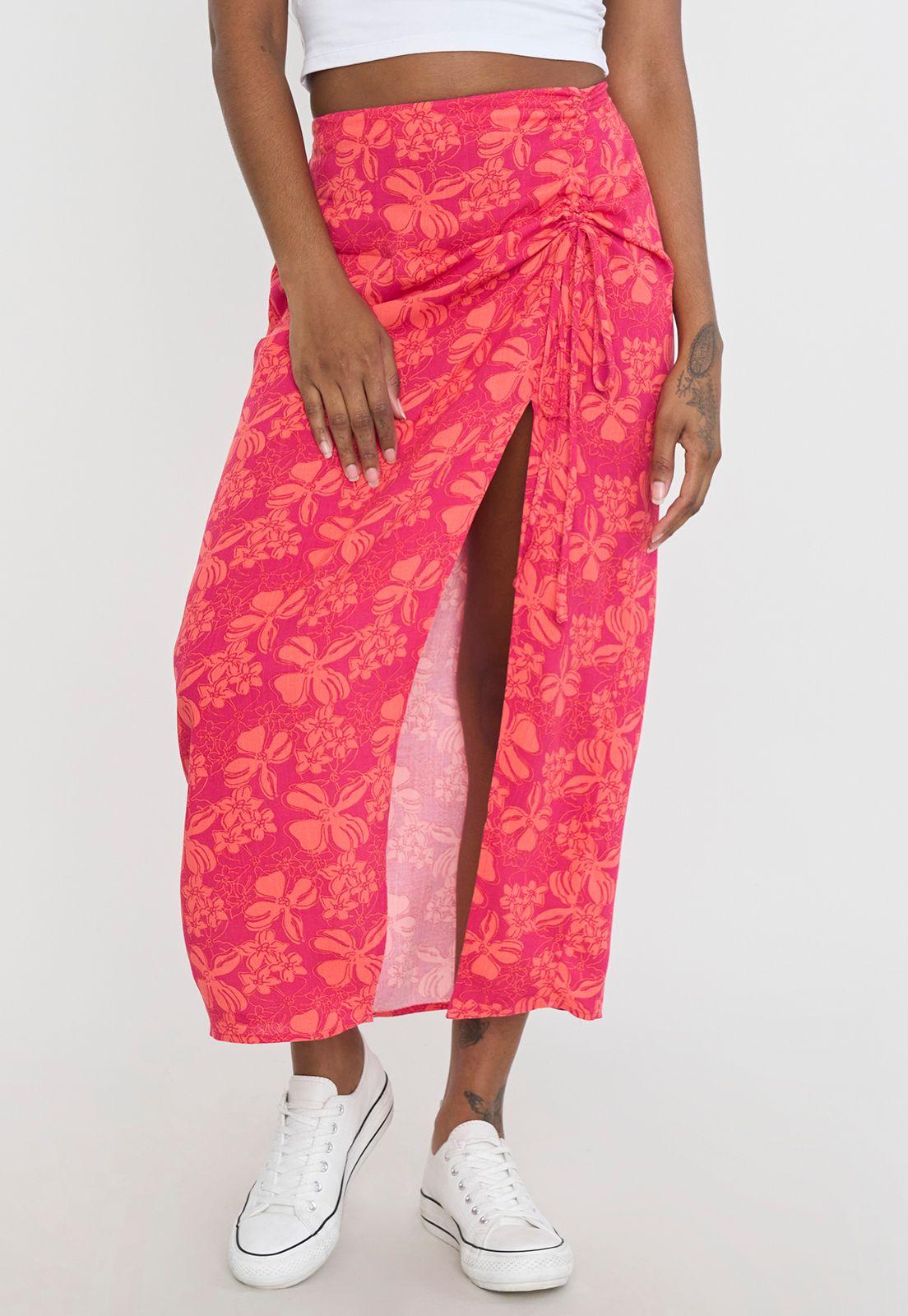Falda Mujer Midi Fucsia Tropical Corona-1