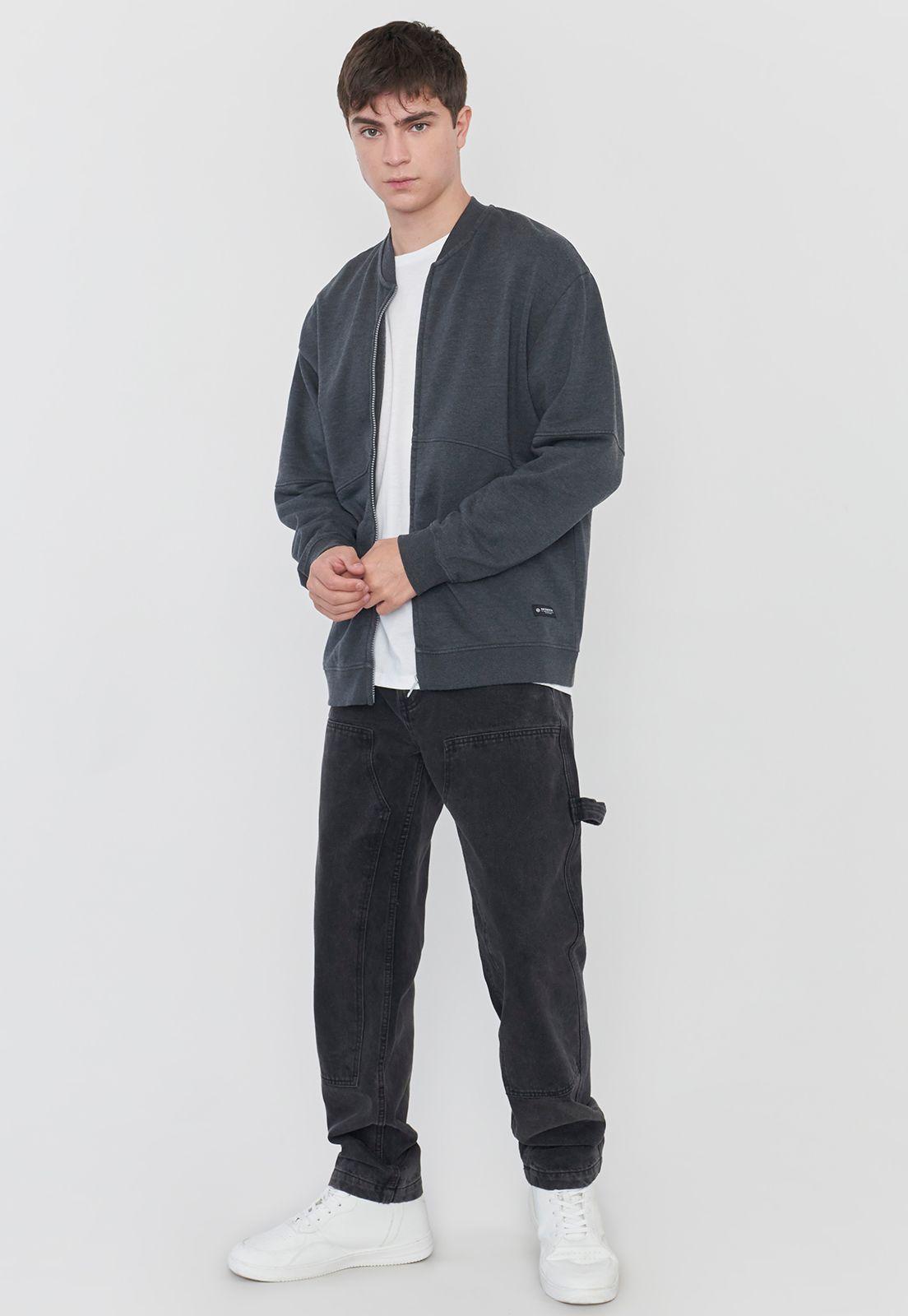 Polerón Hombre Bomber Lavado Gris Corona-3