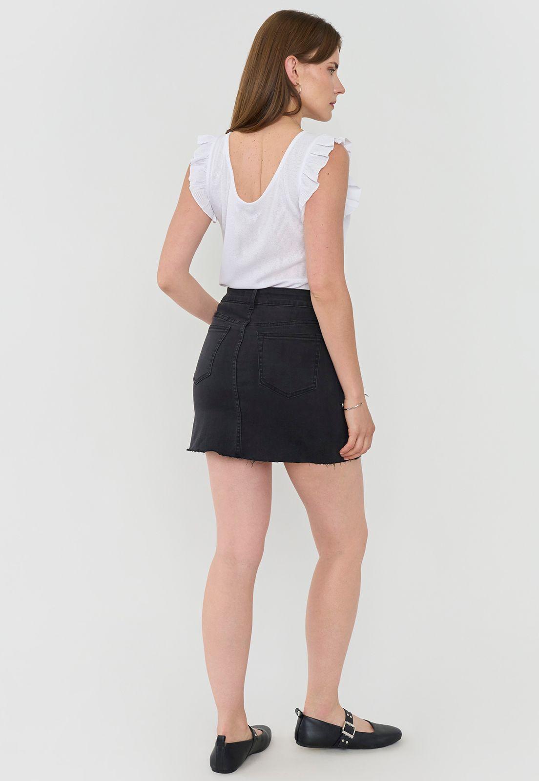 Falda Mujer Mini Denim Negro Corona-2