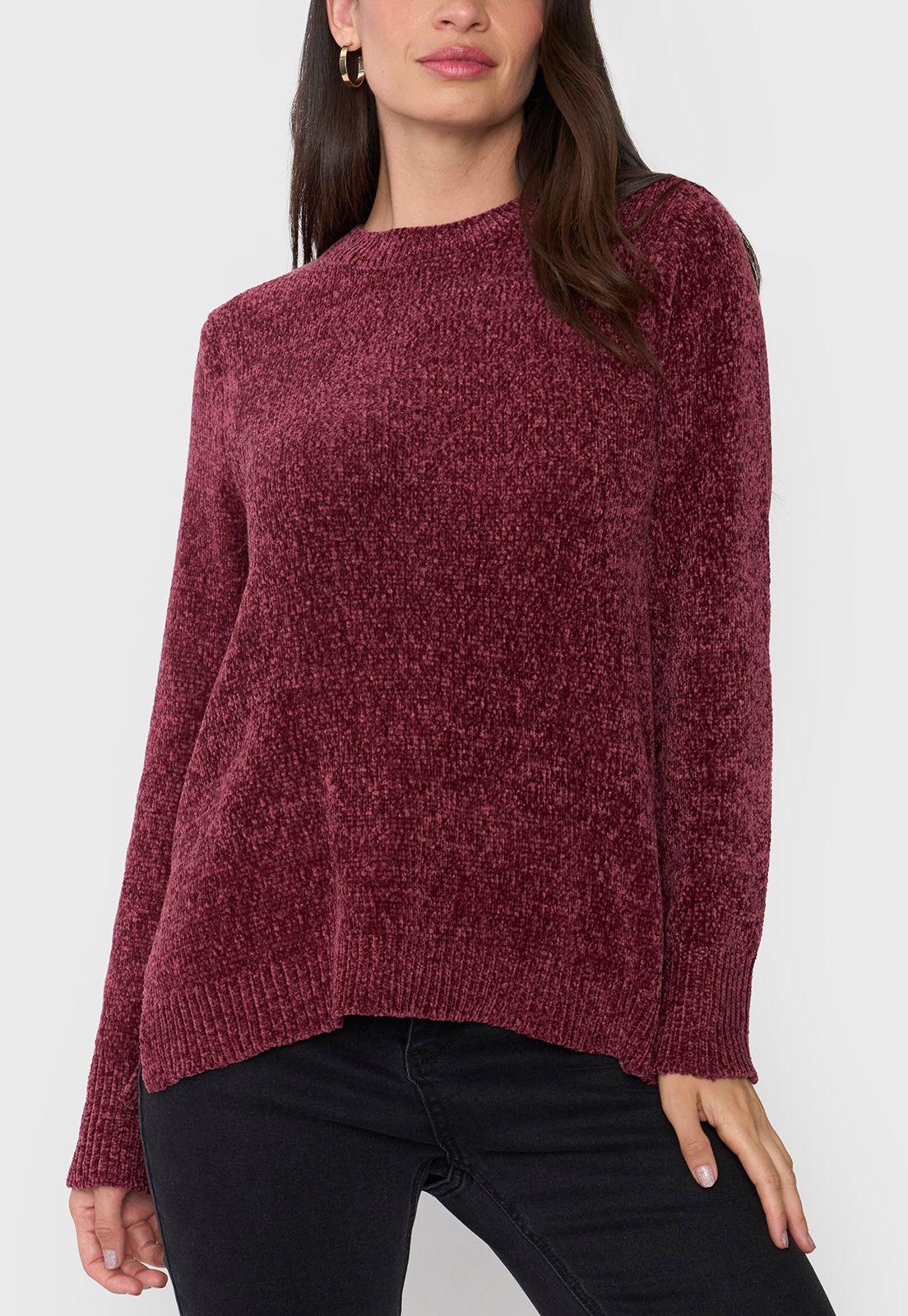 Sweater Mujer Chenille Burdeo Corona-2