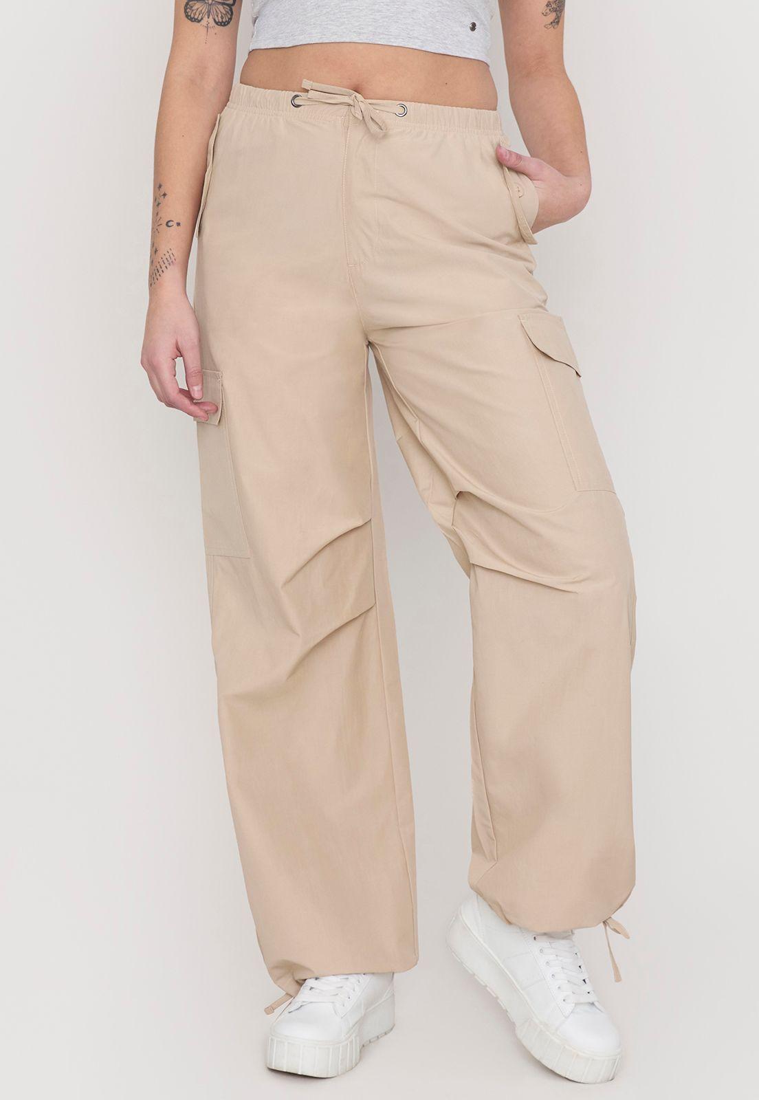 Pantalón Mujer Parachute Beige Corona-1