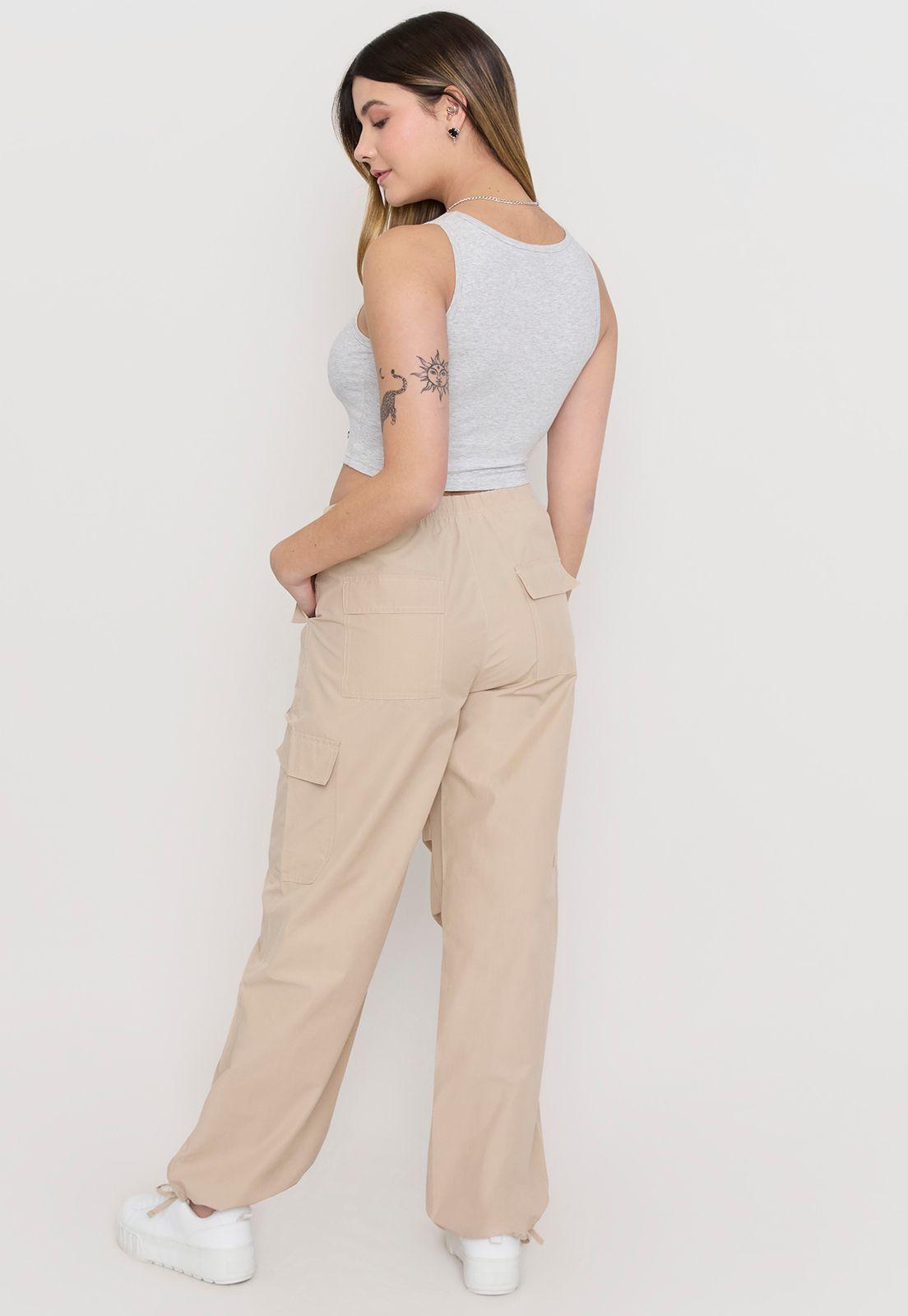 Pantalón Mujer Parachute Beige Corona-2
