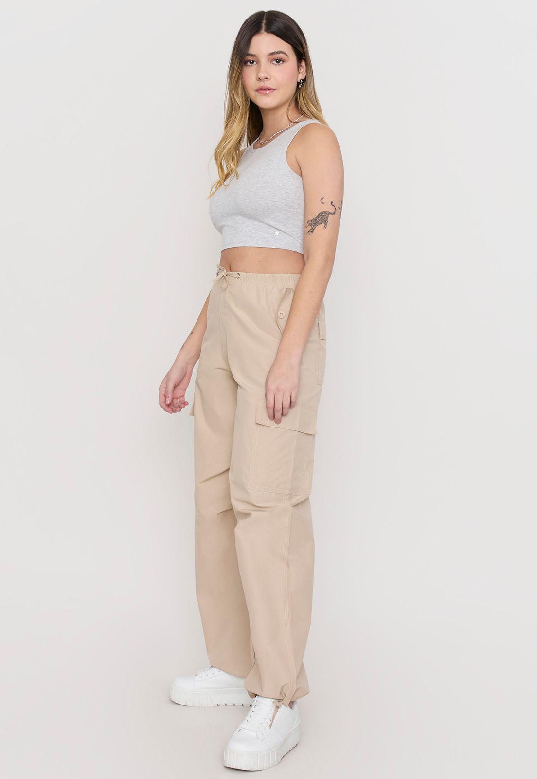 Pantalón Mujer Parachute Beige Corona-3