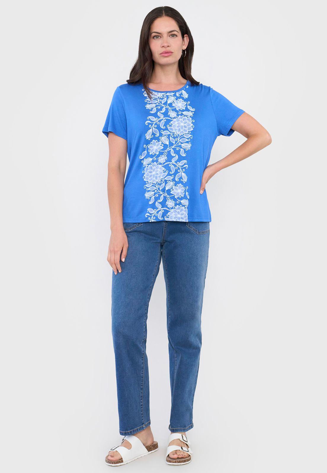 Polera Mujer Print Boho Celeste Corona-3