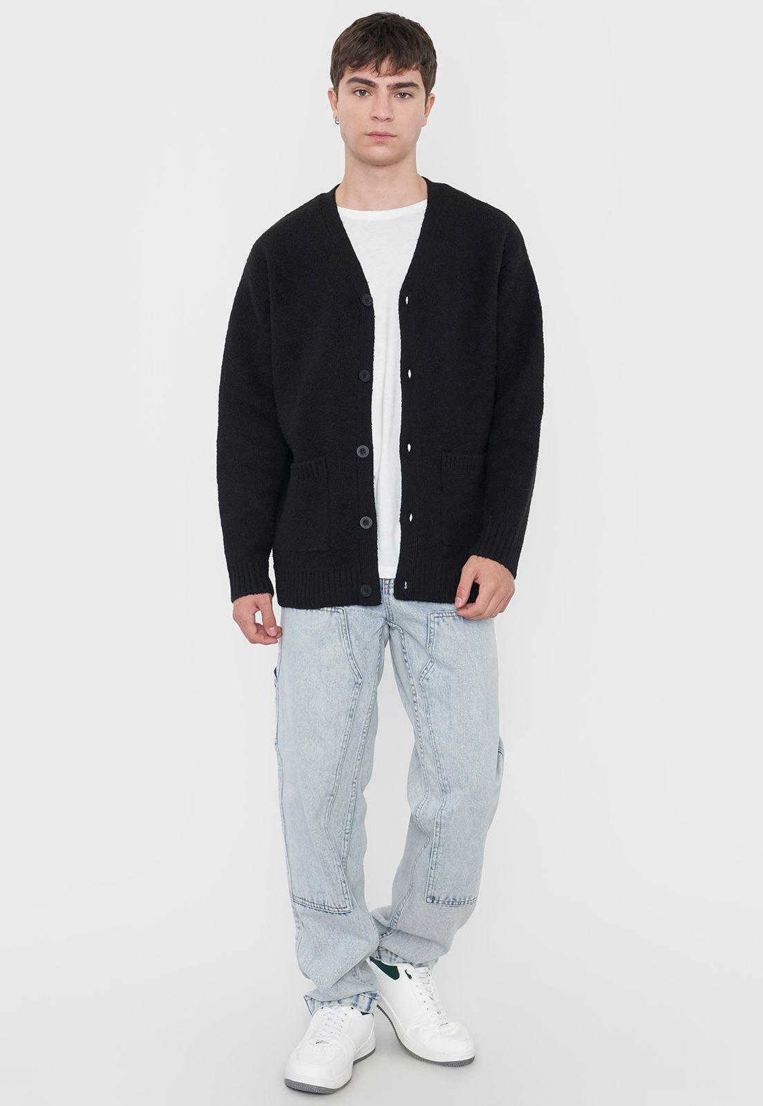 Tejido Hombre Cardigan Negro Corona-3