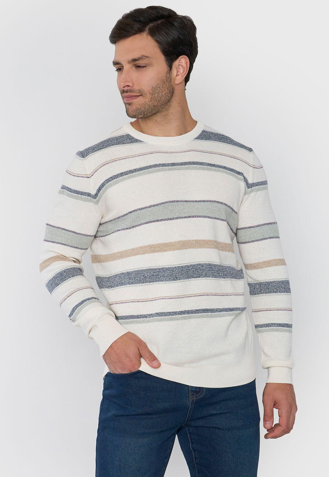 Tejido Hombre Summer Rayas Ecru Corona-0