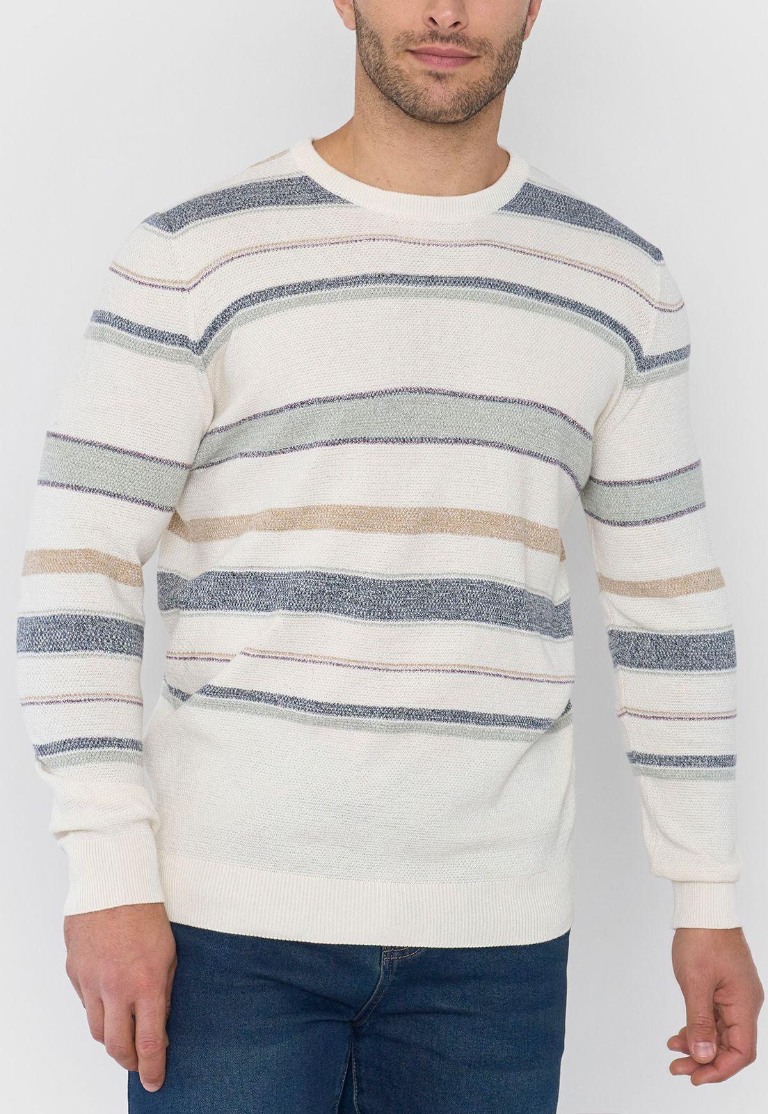 Tejido Hombre Summer Rayas Ecru Corona-2