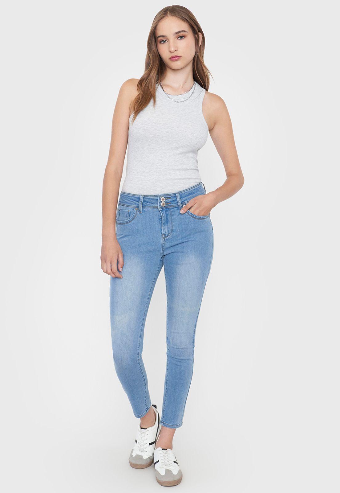 Jeans Mujer Skinny Fit Hight Waiste Azul Claro Corona-0
