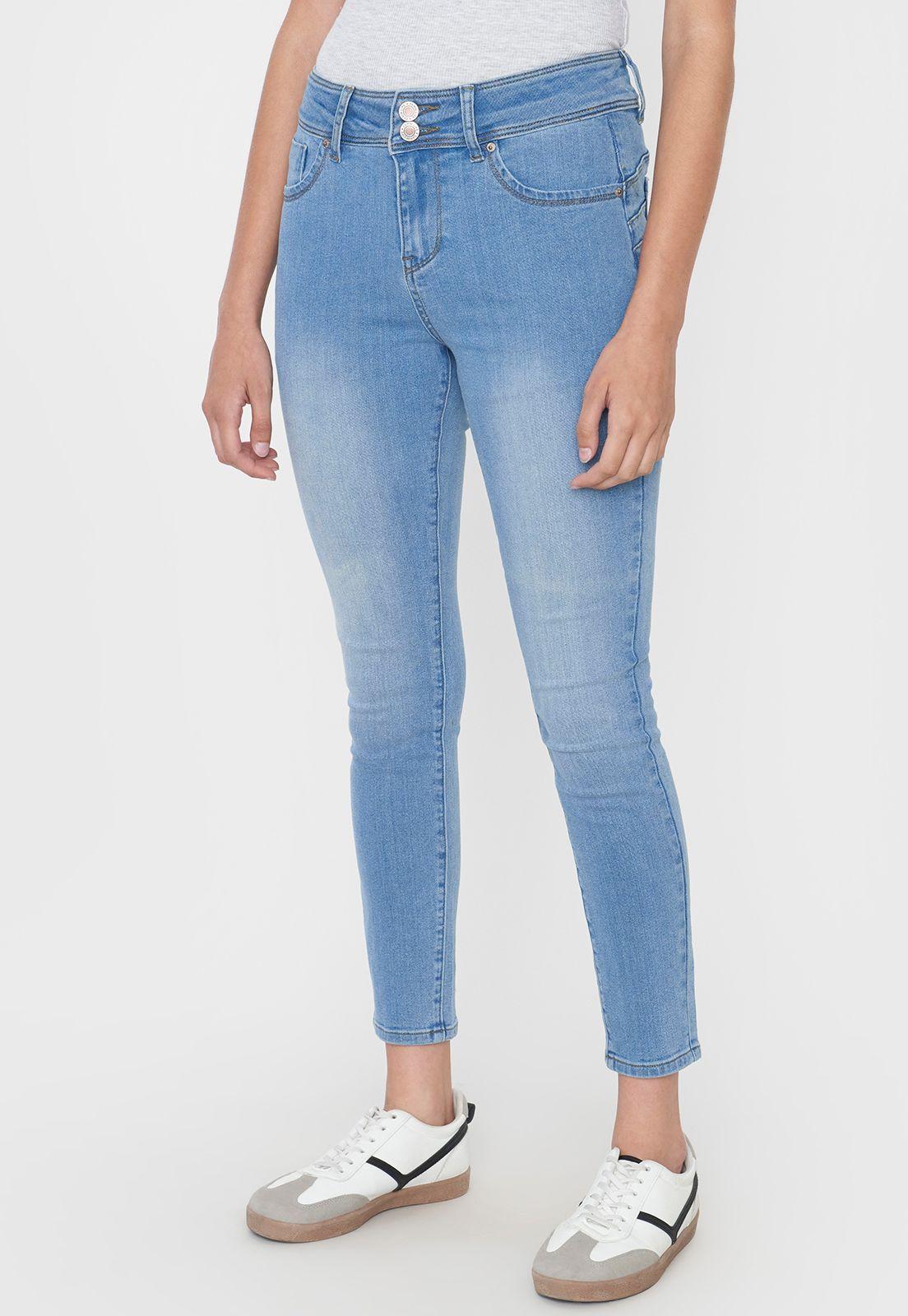 Jeans Mujer Skinny Fit Hight Waiste Azul Claro Corona-1