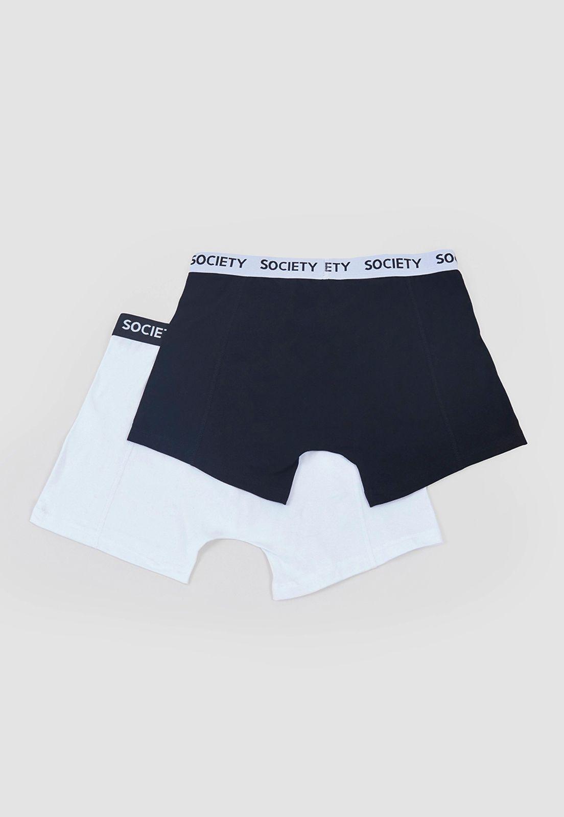 Bóxer Hombre Bipack Mix Liso Blanco/Negro Corona-1