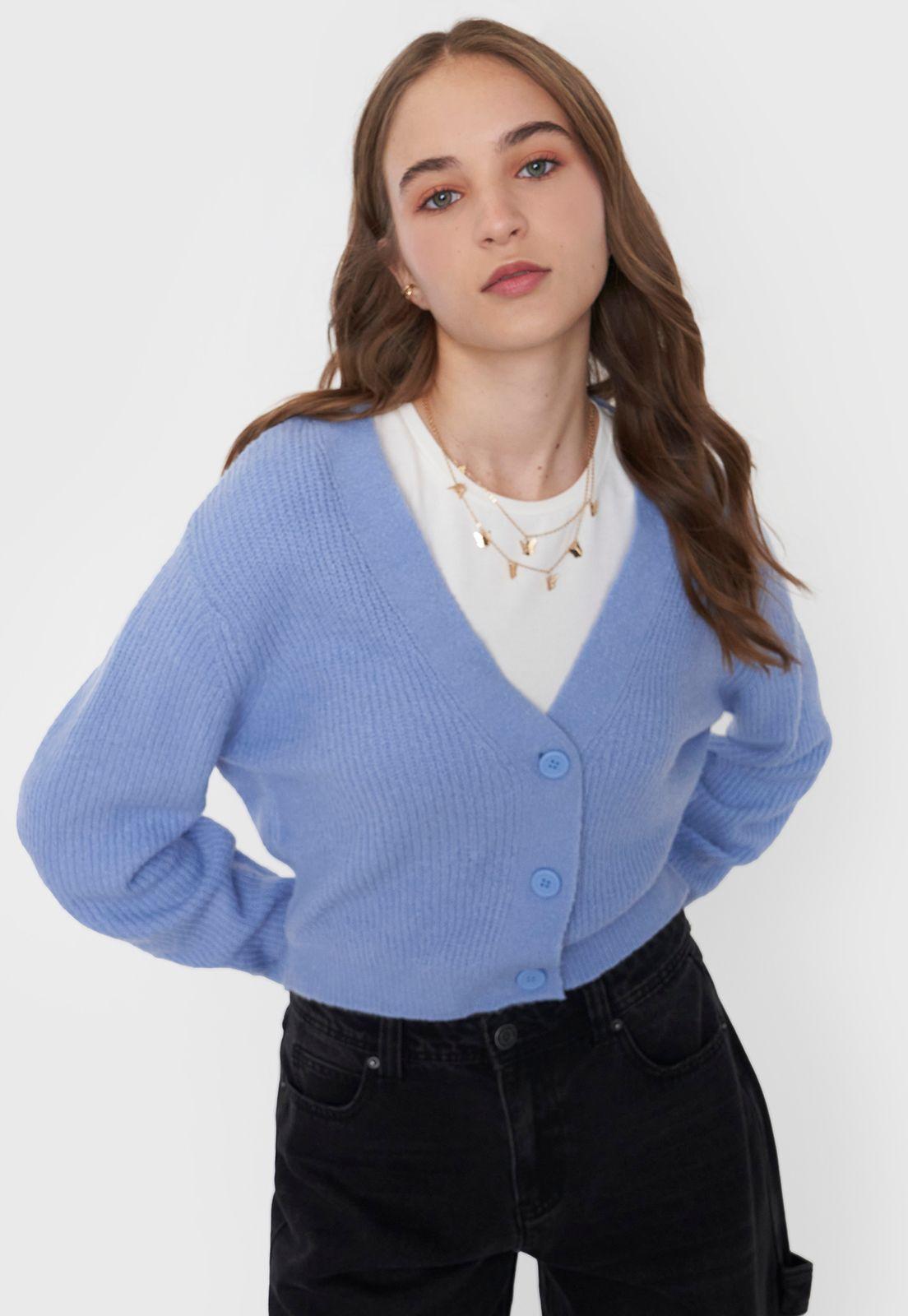 Sweater Mujer Cárdigan Celeste Corona-2