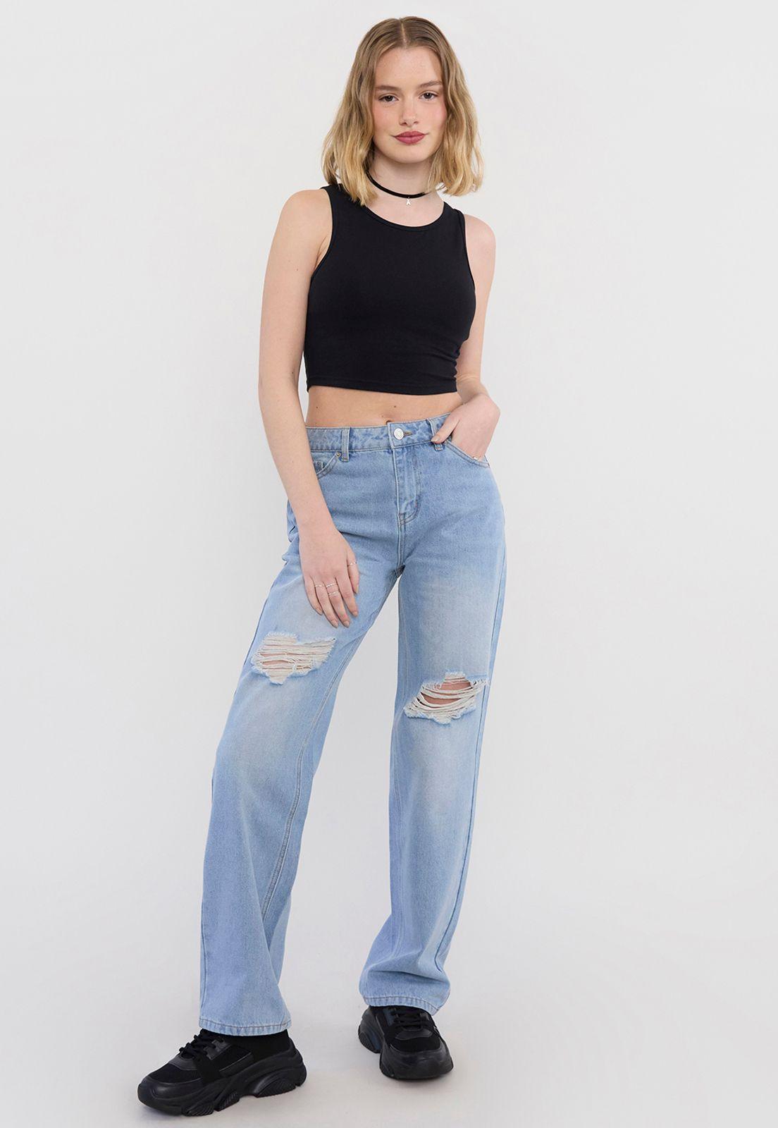 Jeans Mujer Roturas Noventero Gris Corona-3
