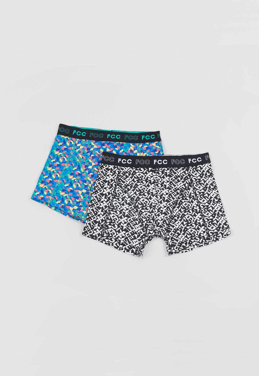 Bóxer Hombre Bipack Print Negro/Azul Corona-0