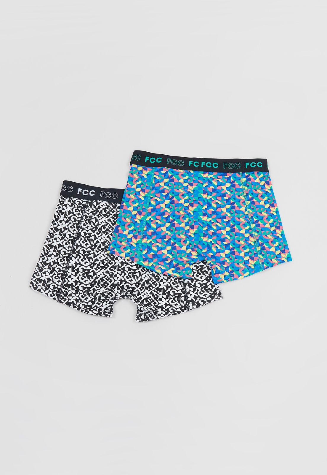 Bóxer Hombre Bipack Print Negro/Azul Corona-1