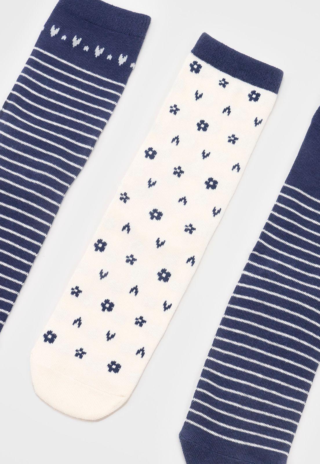 Calcetines Mujer Tripack Mix Líneas Navy Corona-3