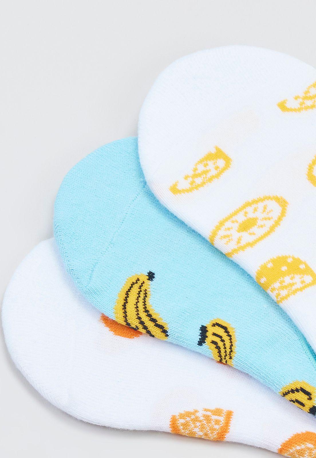 Calcetines Mujer Invisibles Frutas Blanco Corona-2