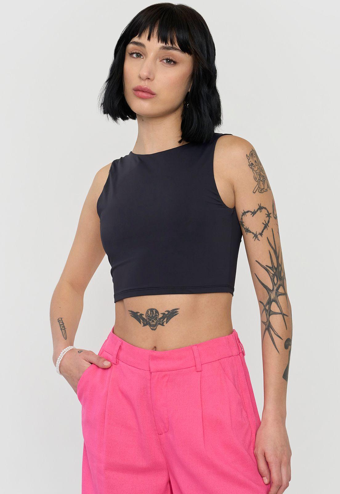 Peto Mujer Halter Espalda Baja Negro Corona-0