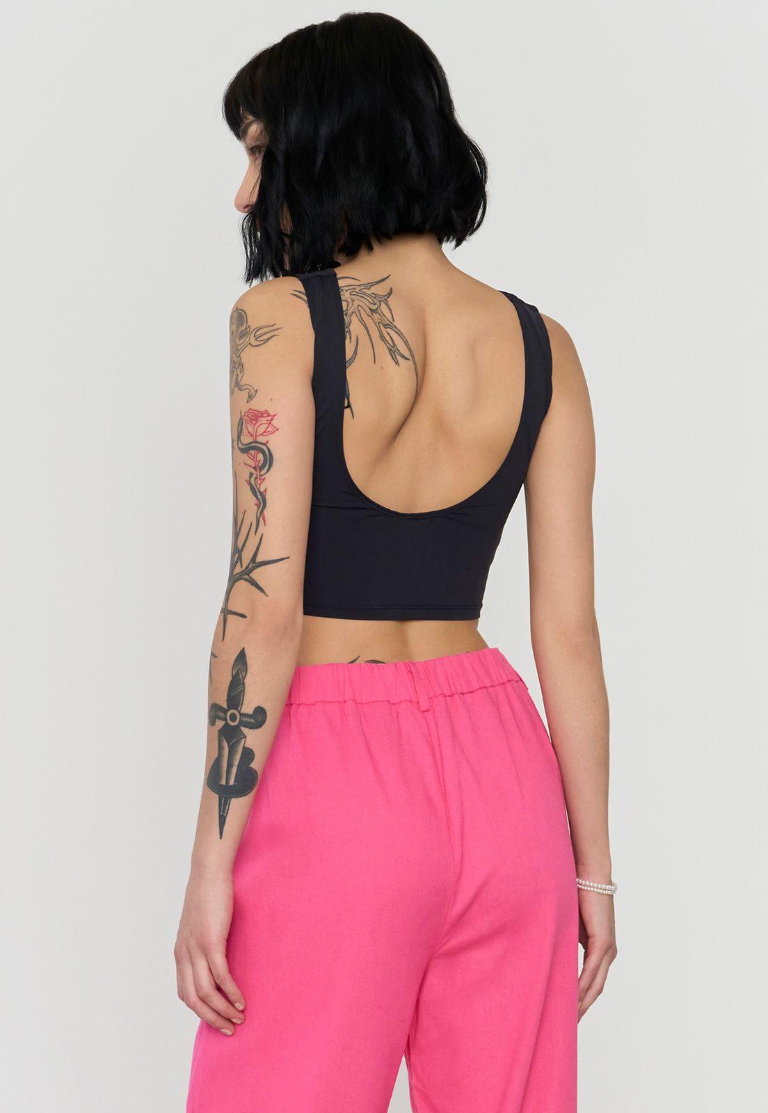 Peto Mujer Halter Espalda Baja Negro Corona-1