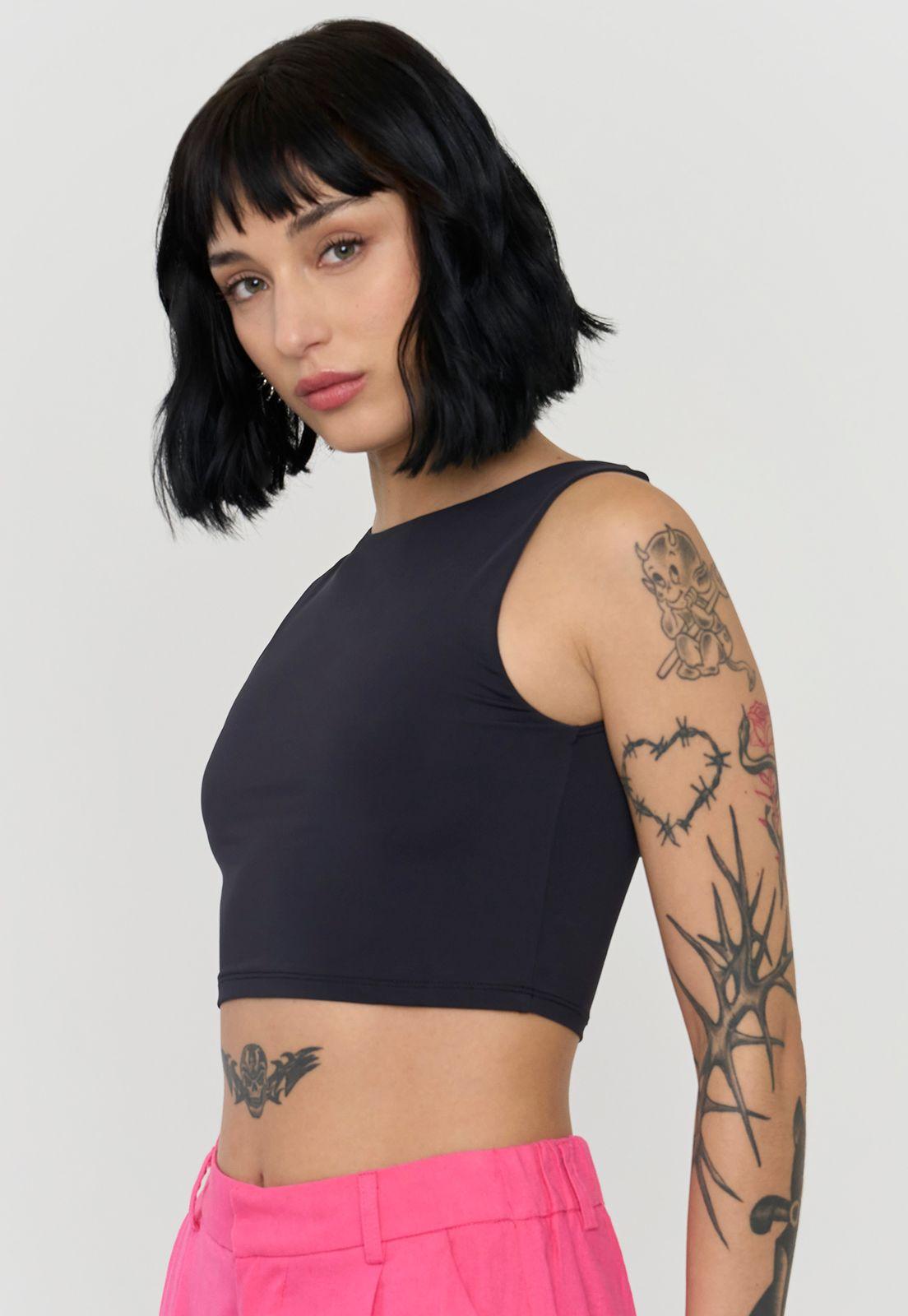 Peto Mujer Halter Espalda Baja Negro Corona-2