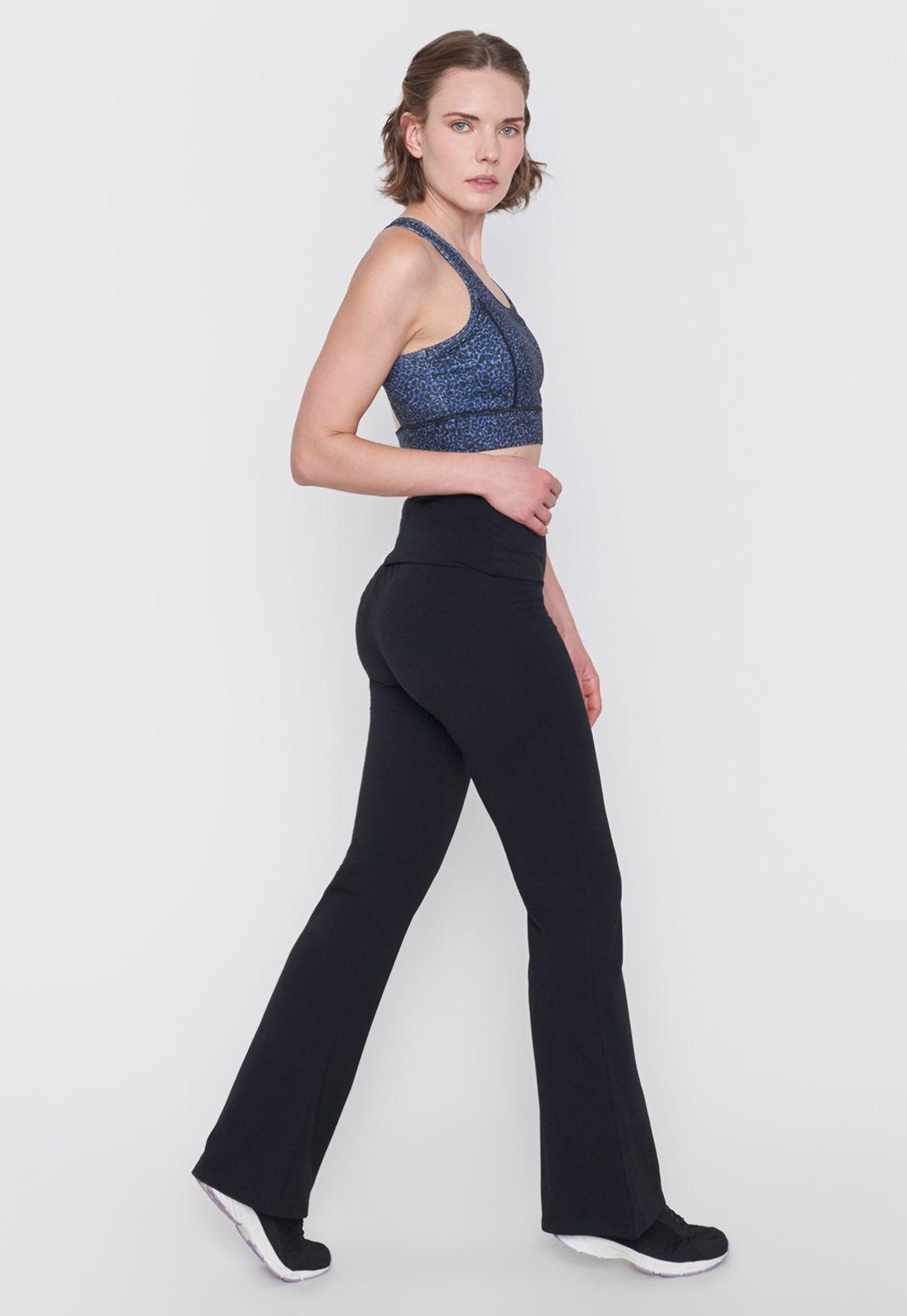 Calza Mujer Deportiva Flare Pretina Negro Corona-3