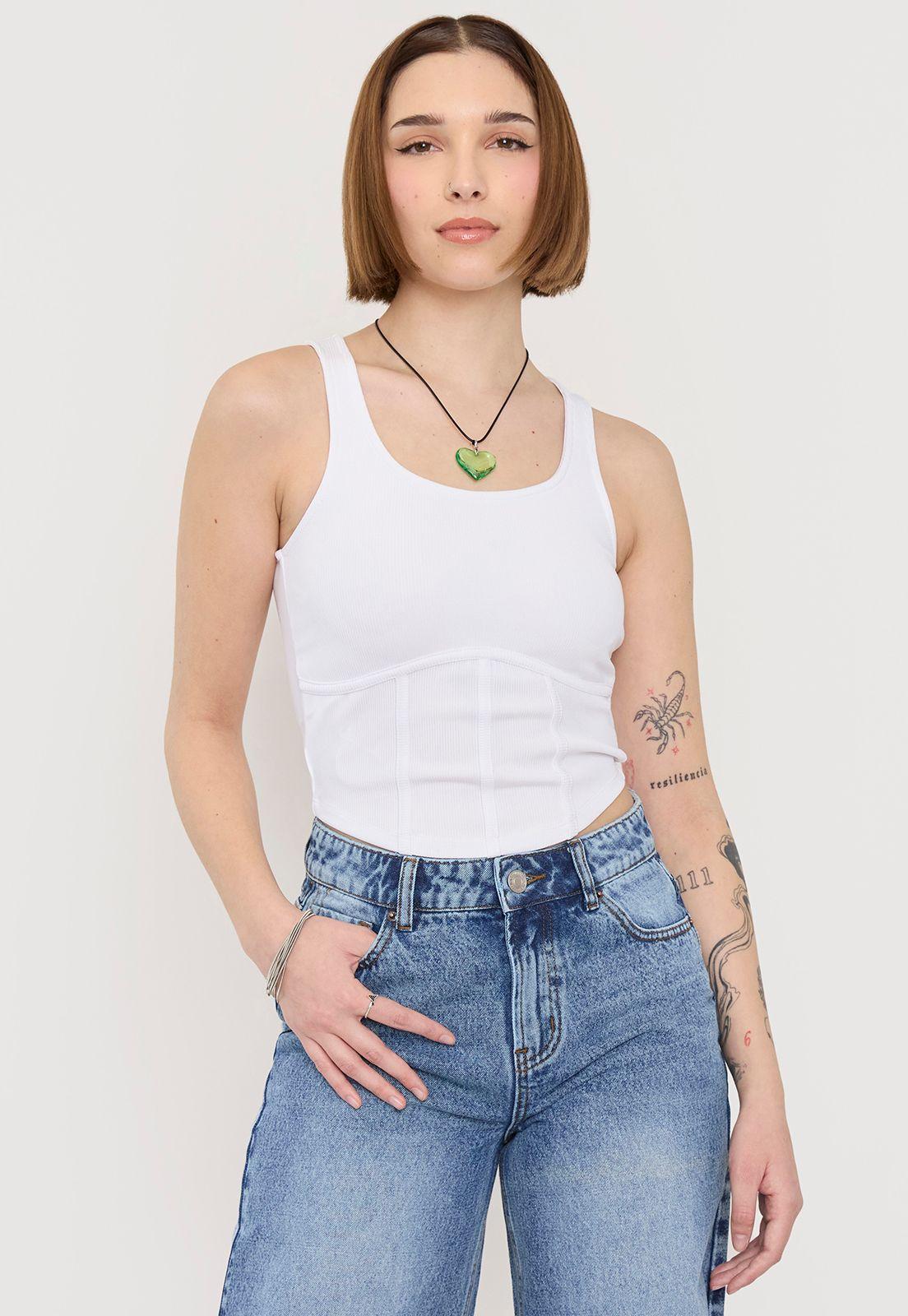 Peto Mujer Corset Blanco Corona-0