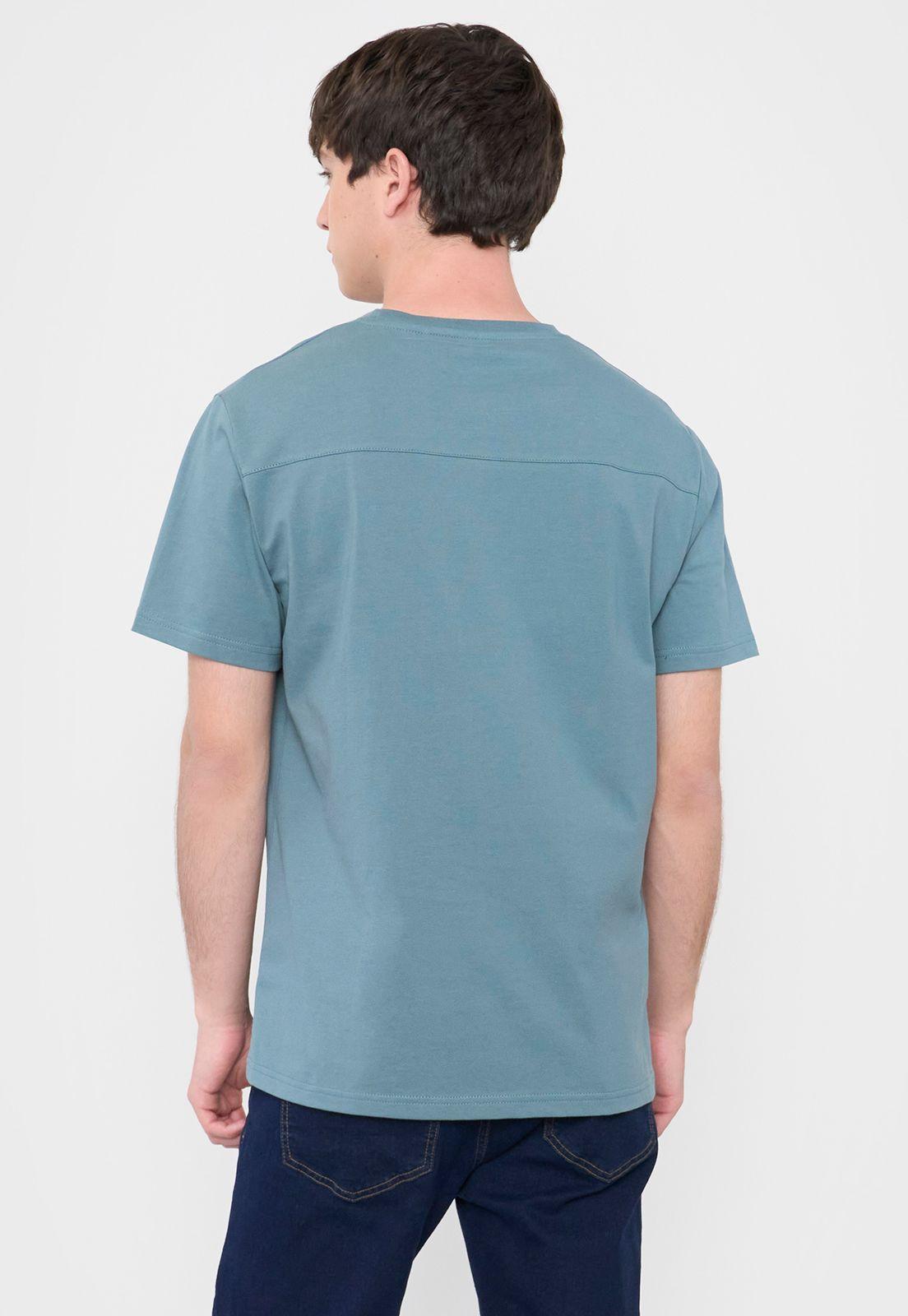 Polera Hombre Texto Corte Turquesa Corona-1