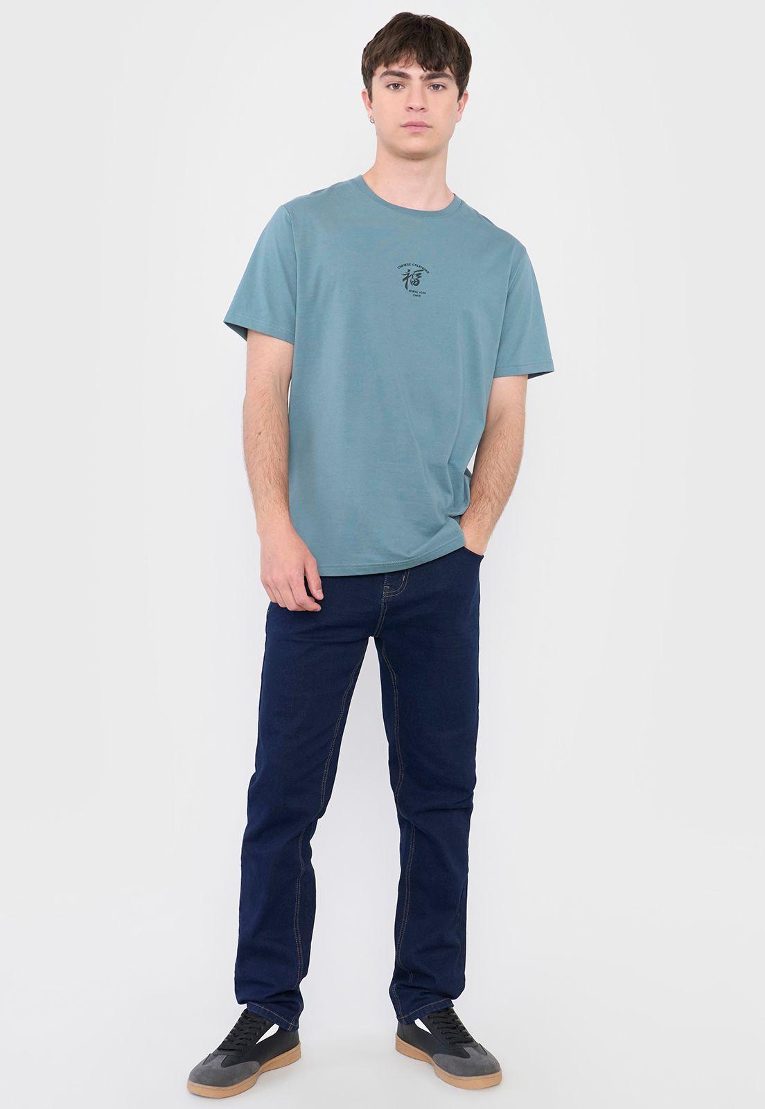 Polera Hombre Texto Corte Turquesa Corona-3
