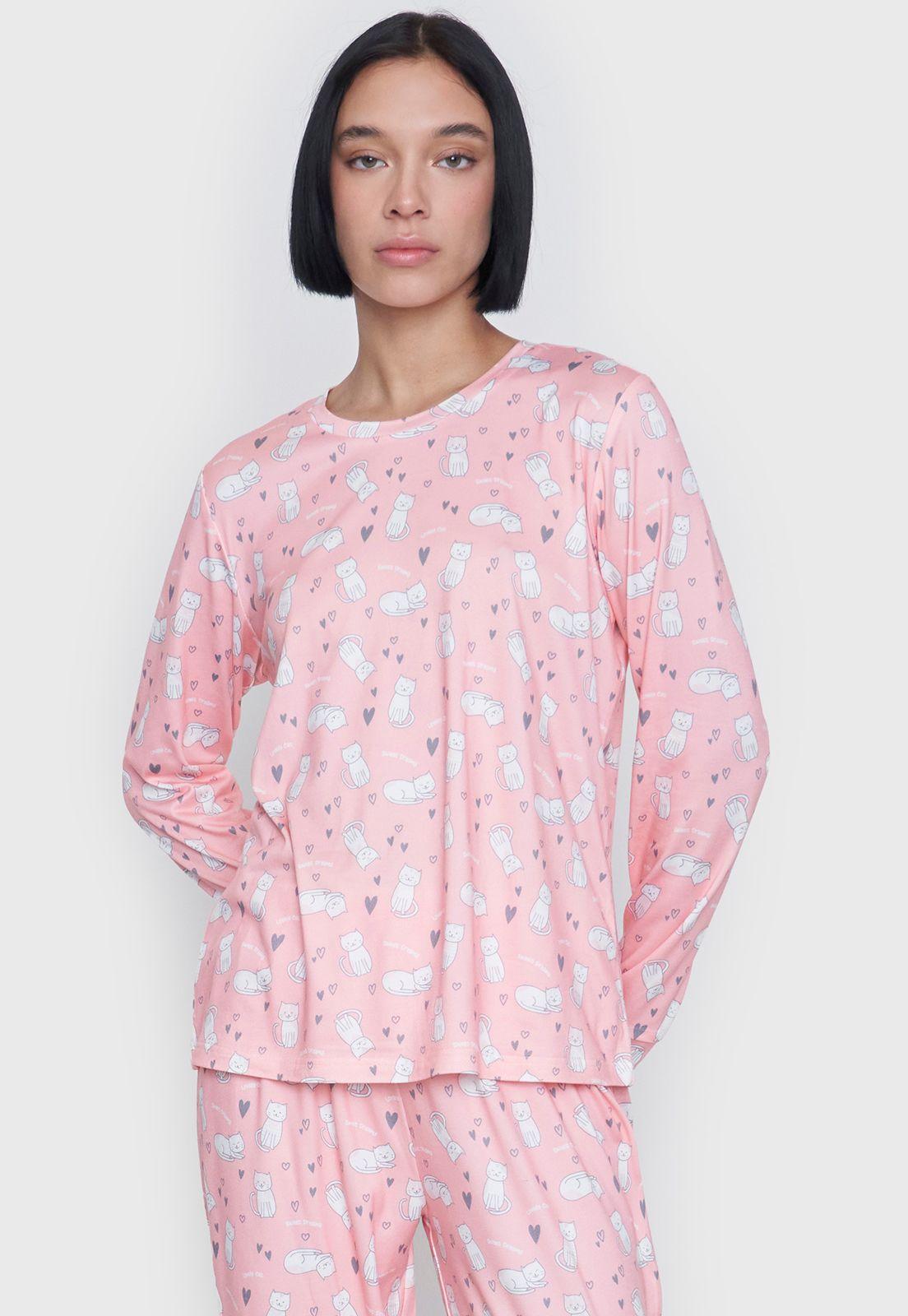 Pijama Mujer Largo Full Print Coral Corona-2