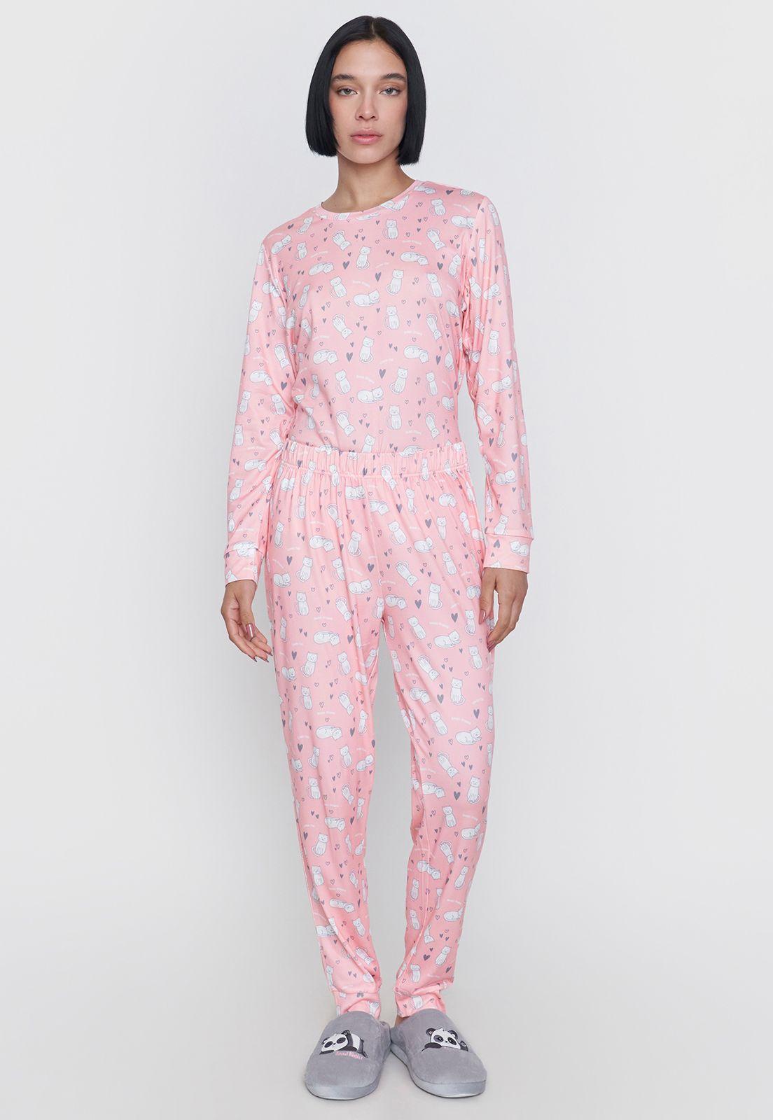 Pijama Mujer Largo Full Print Coral Corona-3