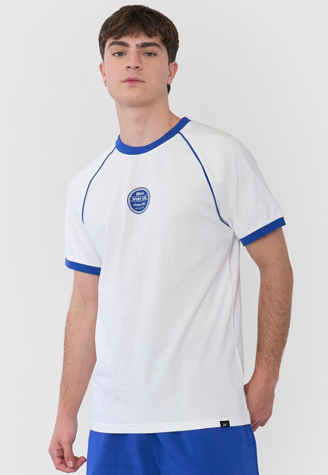 Polera Hombre Raglan College Blanco Corona-2