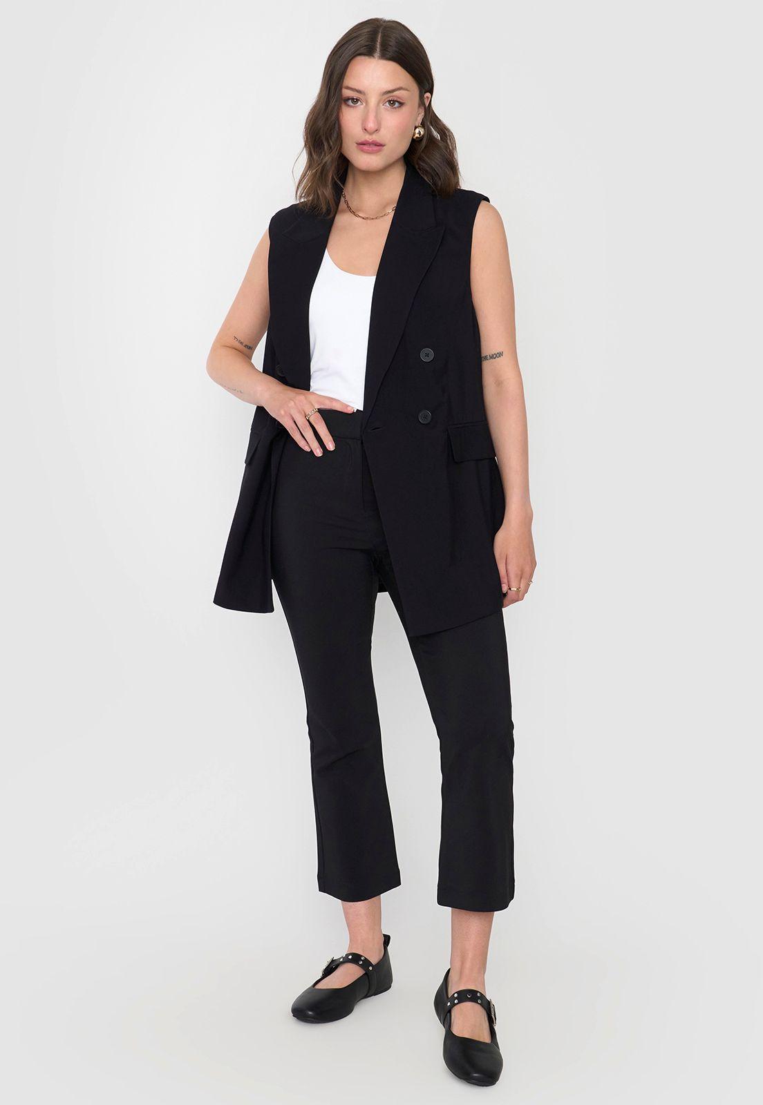 Blazer Mujer Sin Mangas Negro Corona-3