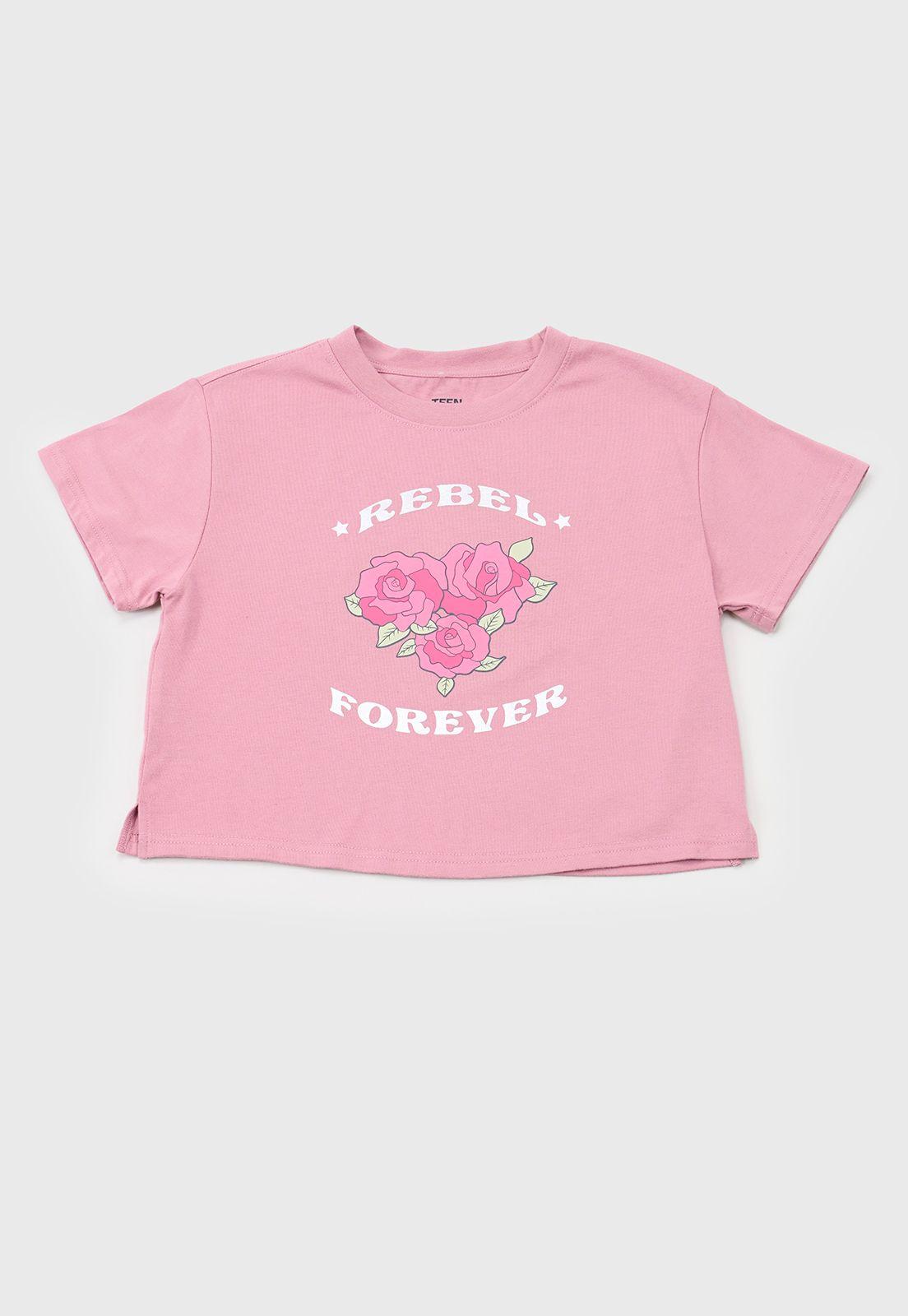 Polera Niña Teen M/C Focal Rosado Corona-0