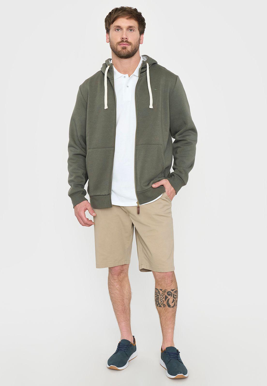Polerón Hombre Full Zipper Verde Militar Corona-3