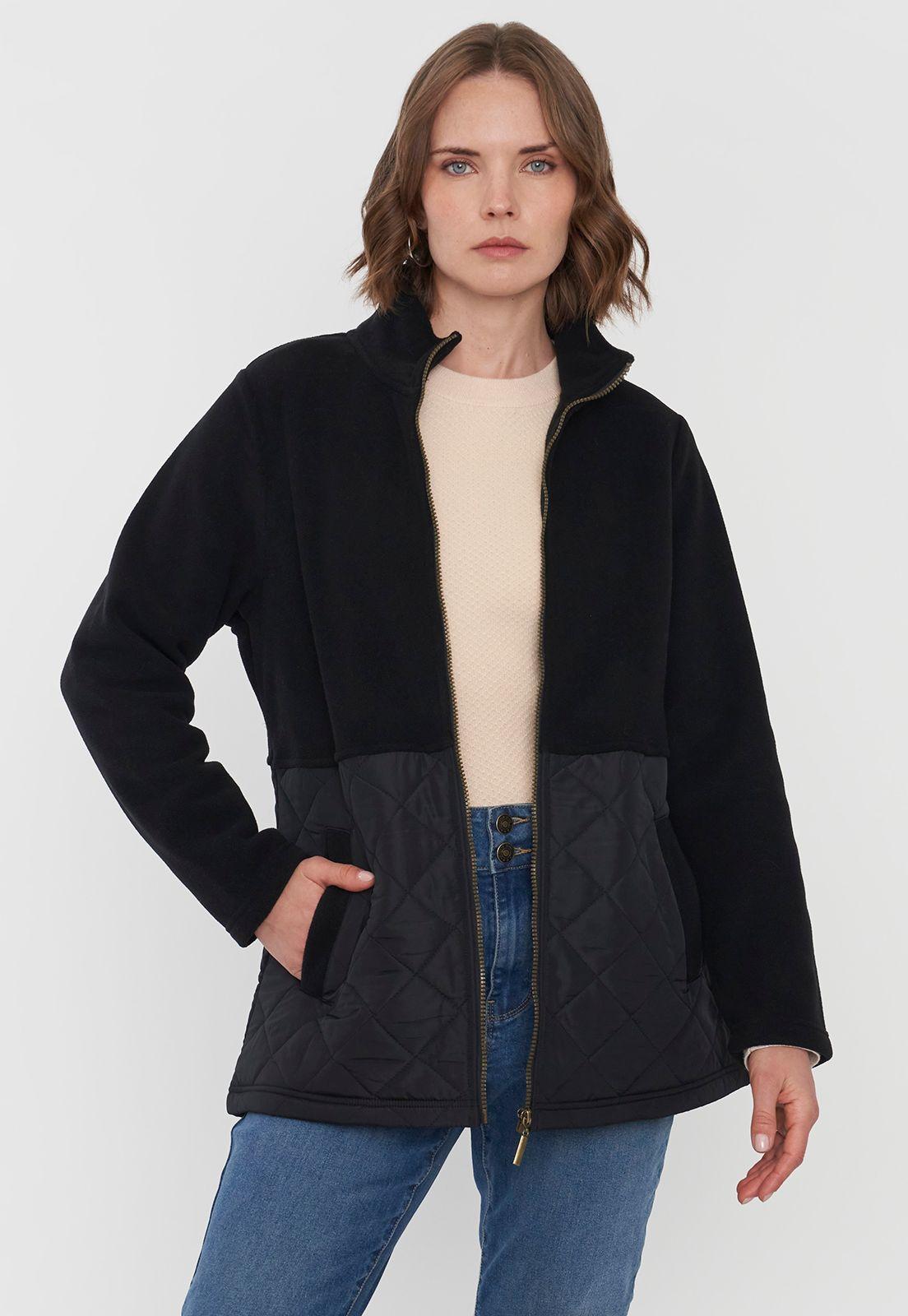 Chaqueta Muler Polar Aplicación Quilt Negro Corona-0