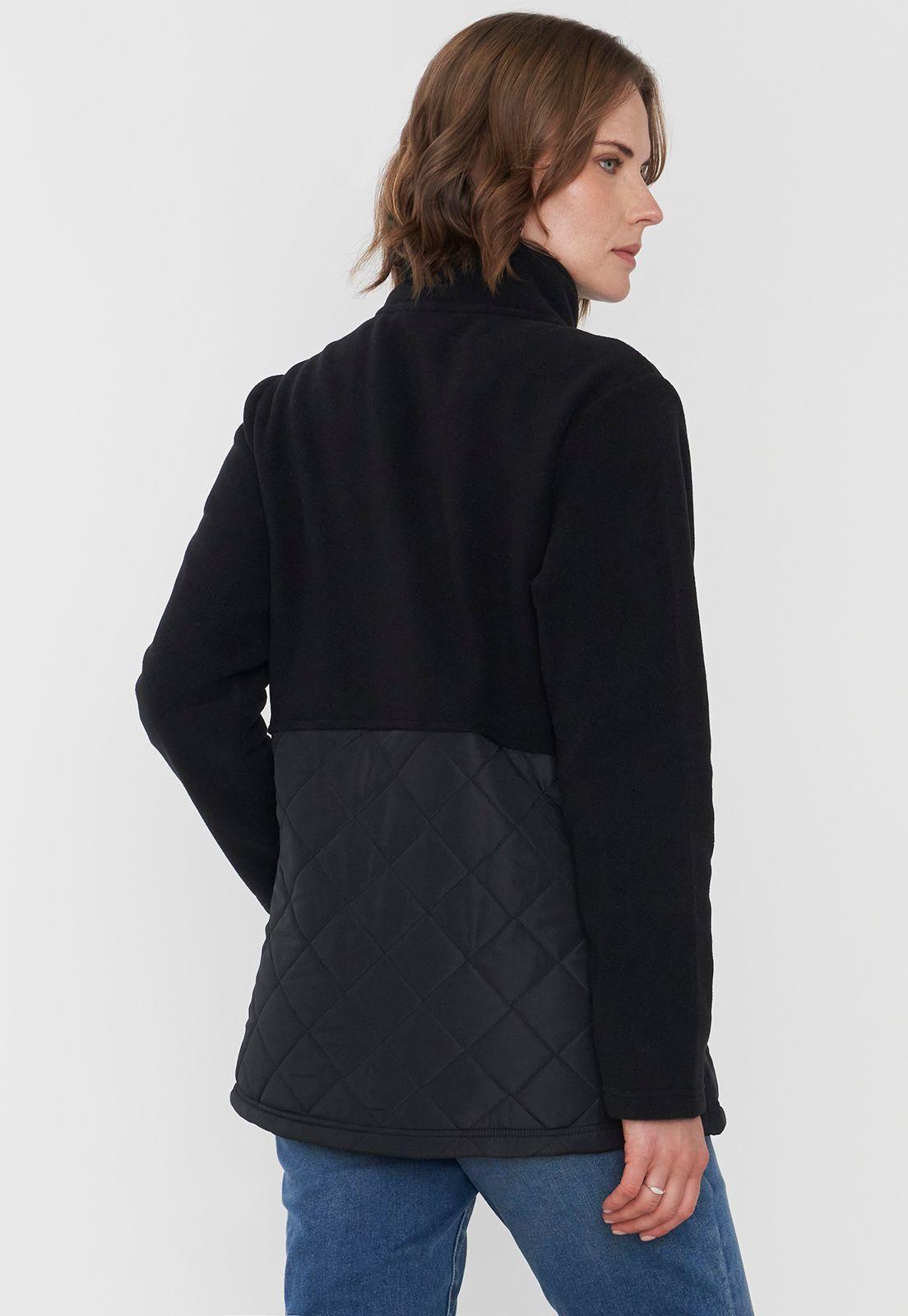 Chaqueta Muler Polar Aplicación Quilt Negro Corona-1