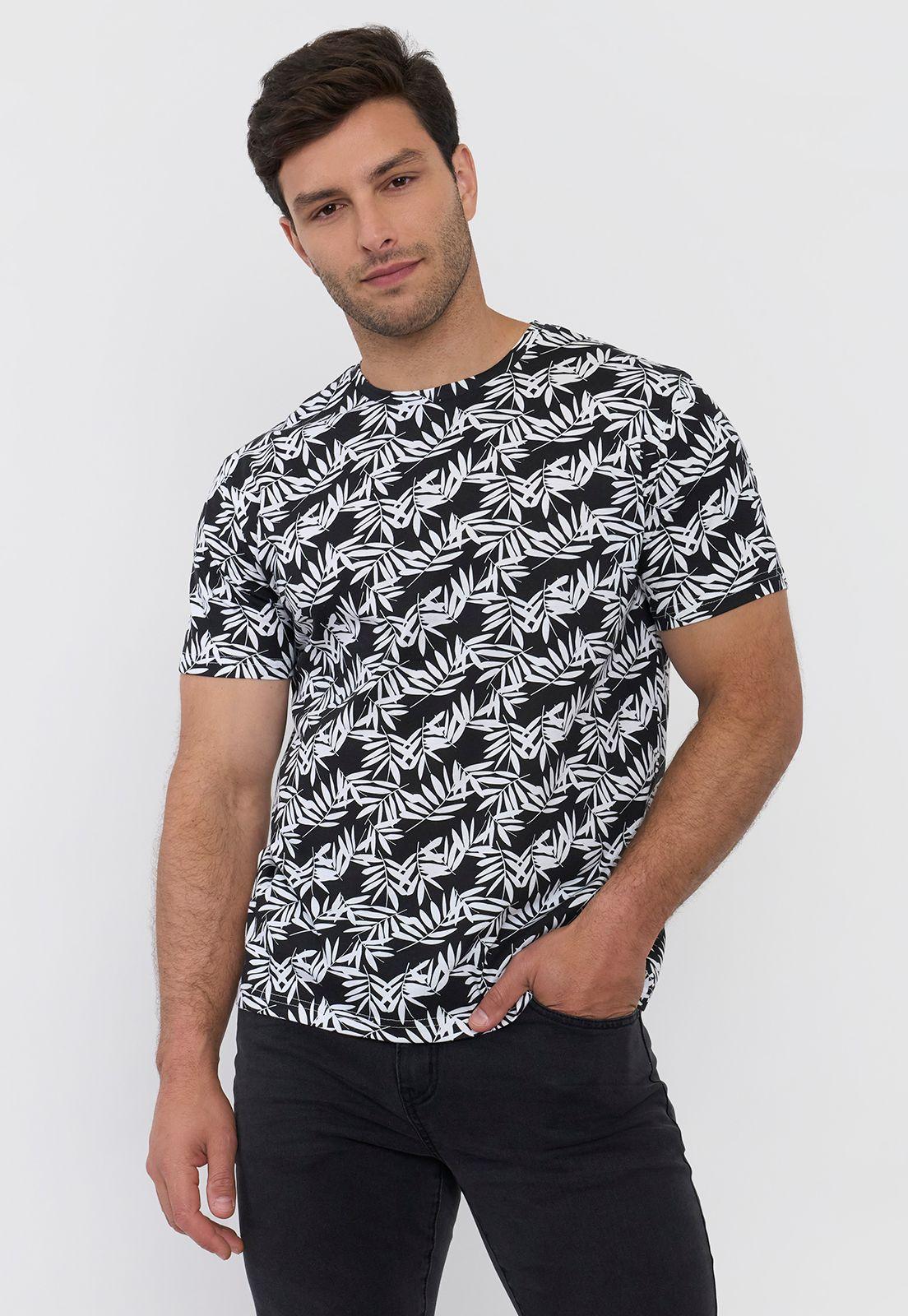 Polera Hombre Full Print Color Negro Corona-0
