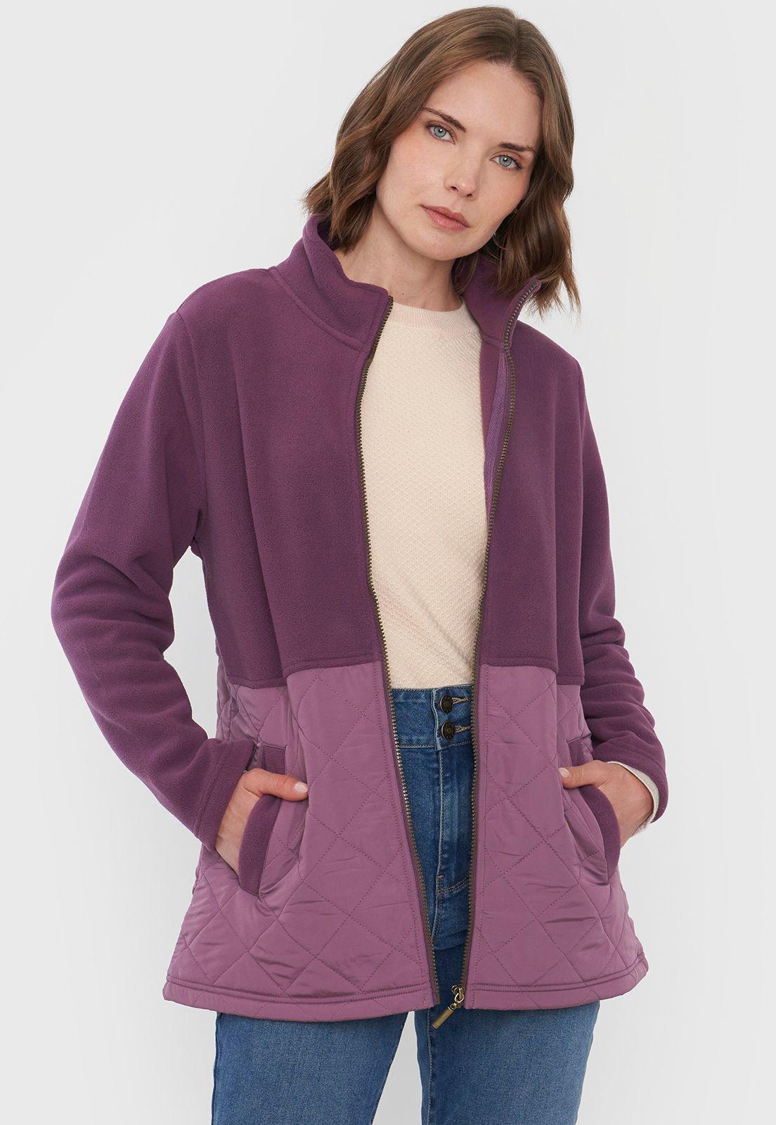 Chaqueta Muler Polar Aplicación Quilt Morado Corona-0