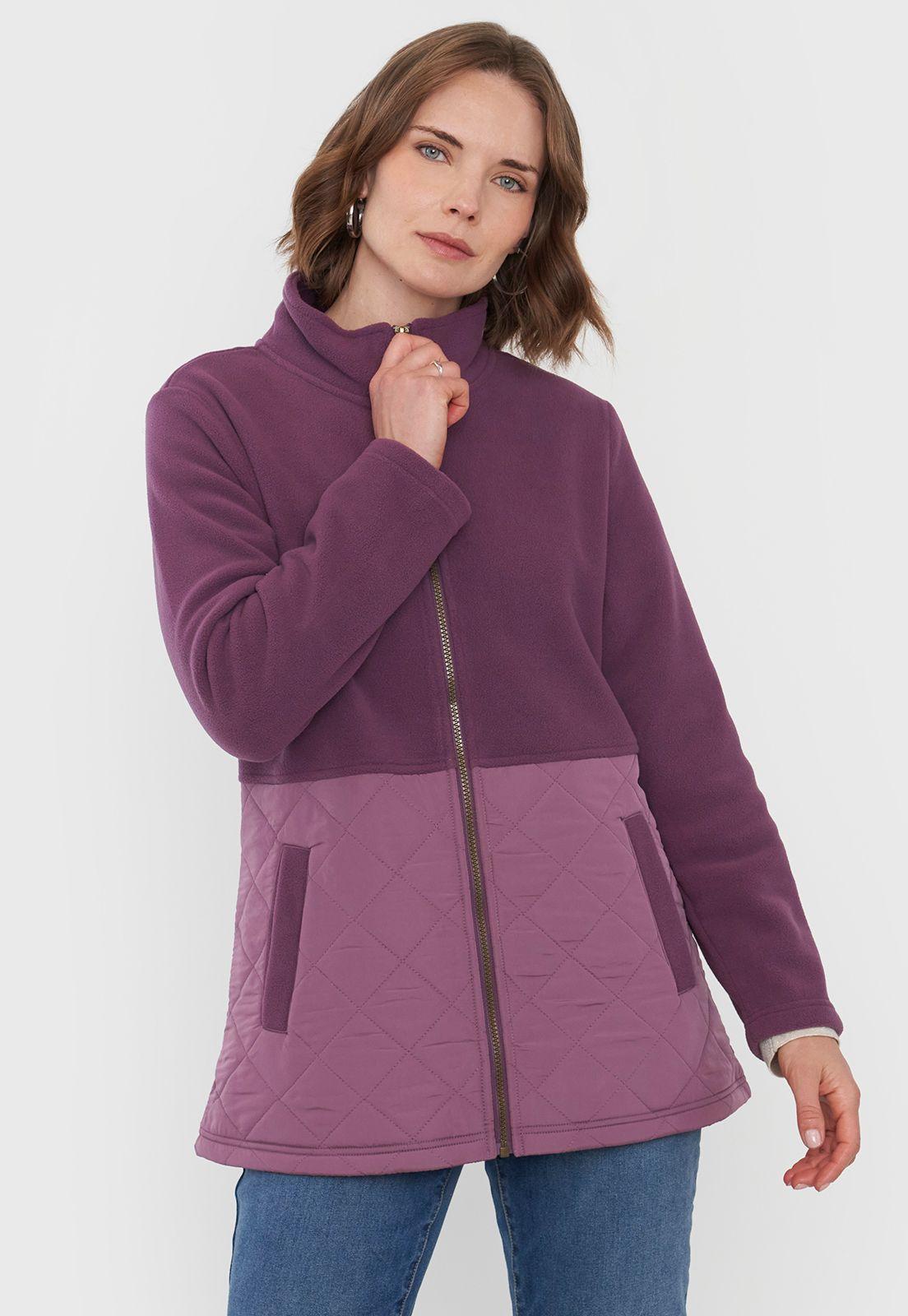 Chaqueta Muler Polar Aplicación Quilt Morado Corona-2