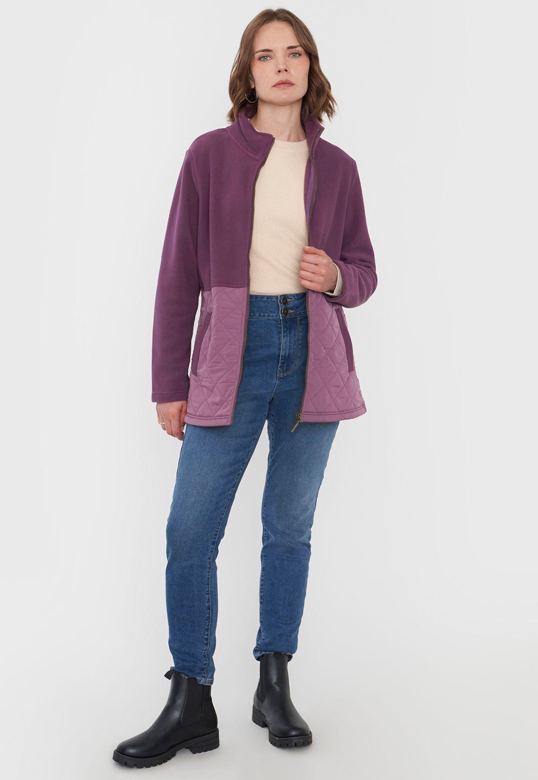 Chaqueta Muler Polar Aplicación Quilt Morado Corona-3