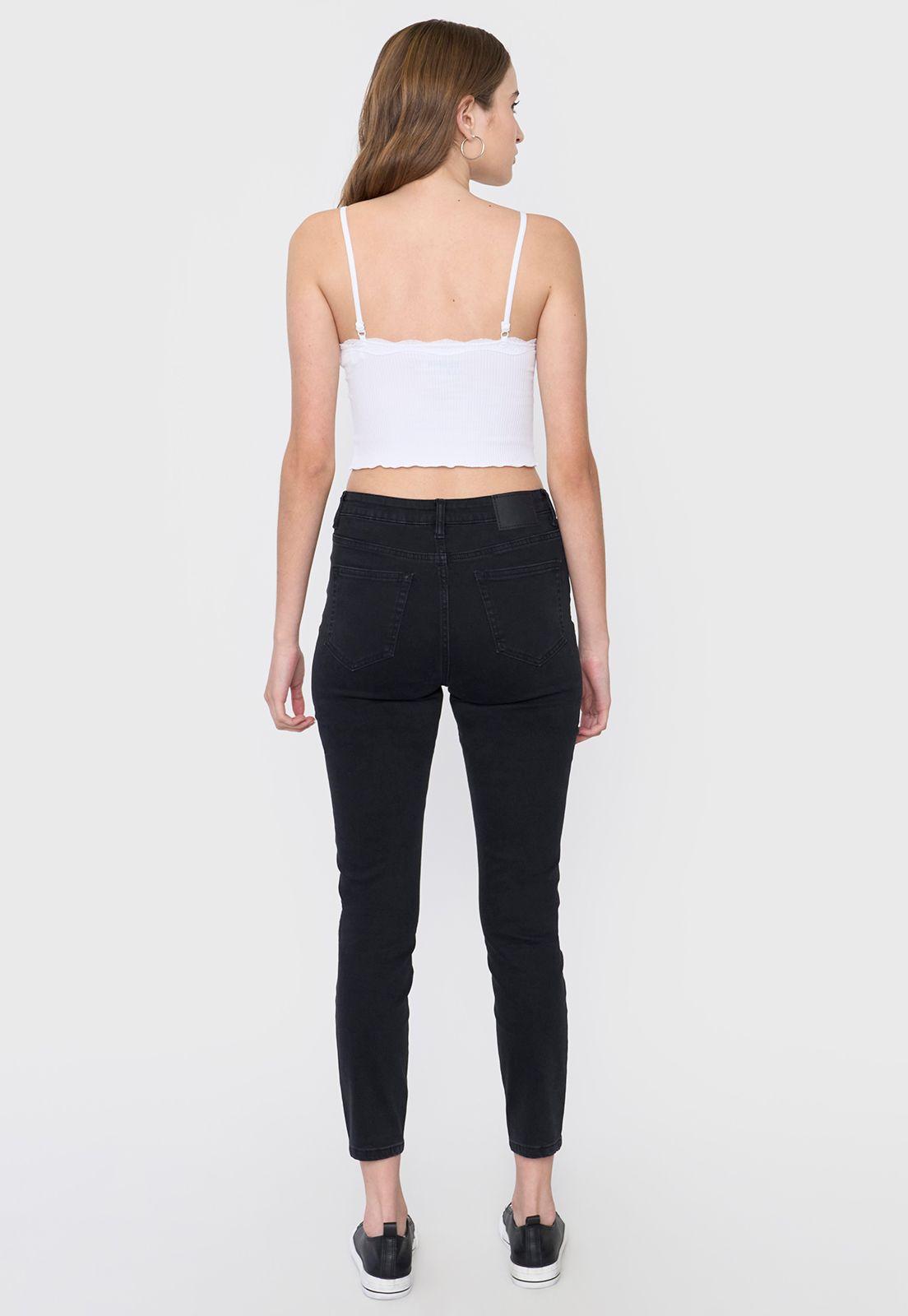 Jeans Mujer Skinny Fit Roturas Negro Corona-2