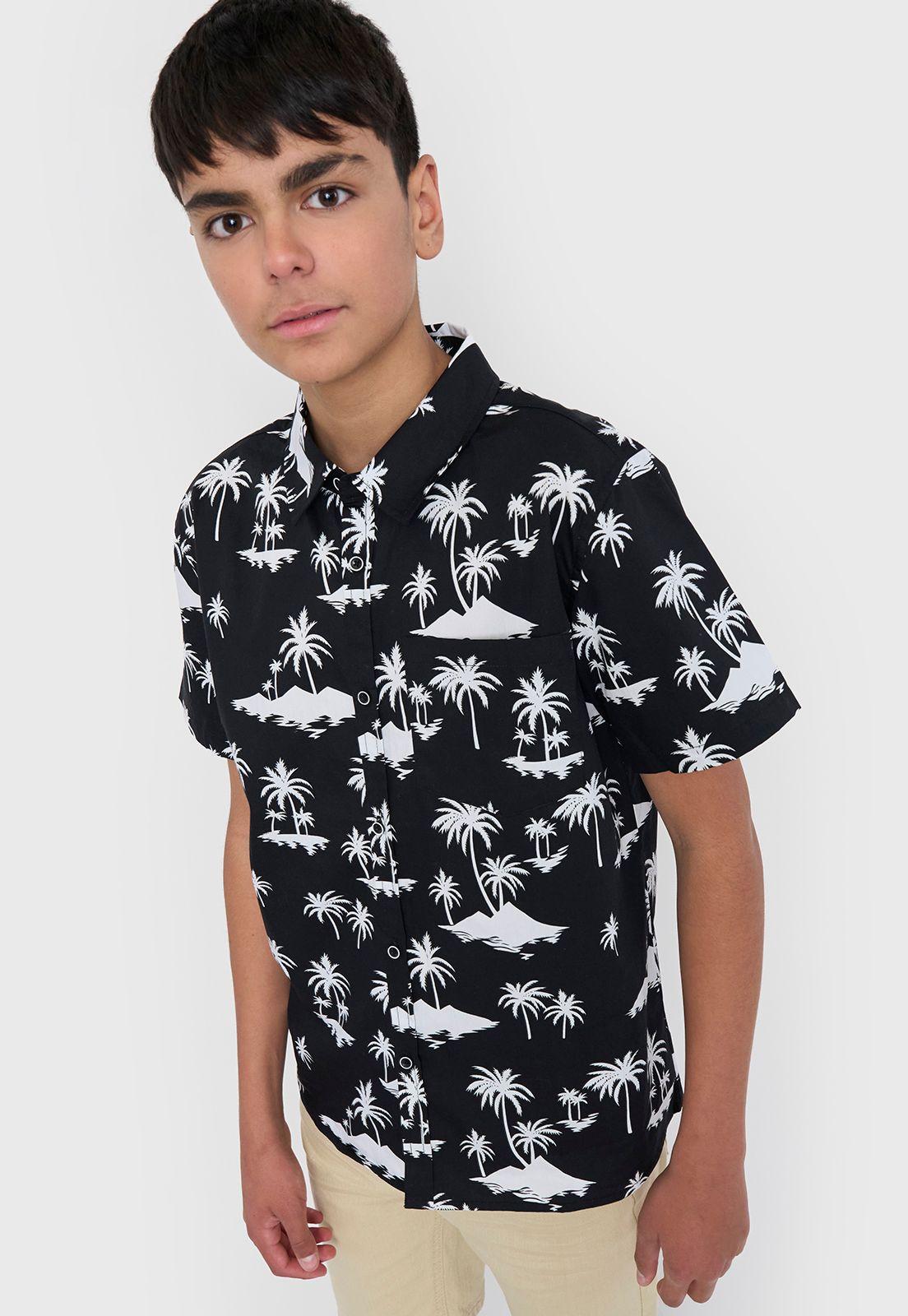 Camisa Niño Teen Fullprint Negro Corona-0