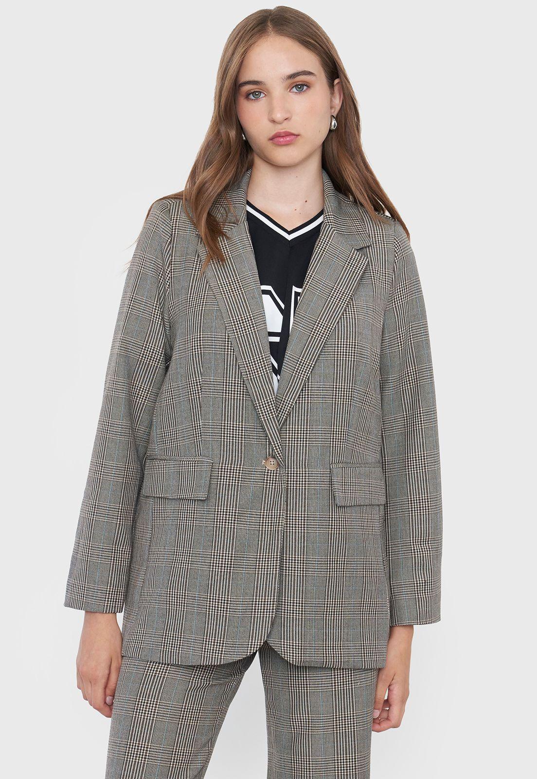 Blazer Negro Mujer Checks Corona-2
