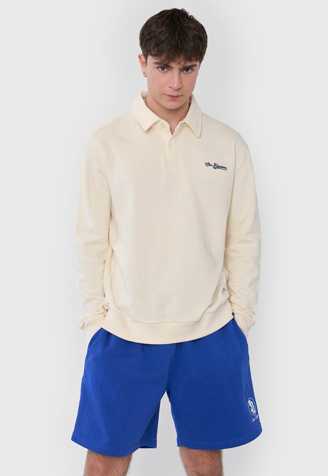 Polerón Hombre Cuello Camisero College Blanco Corona-0