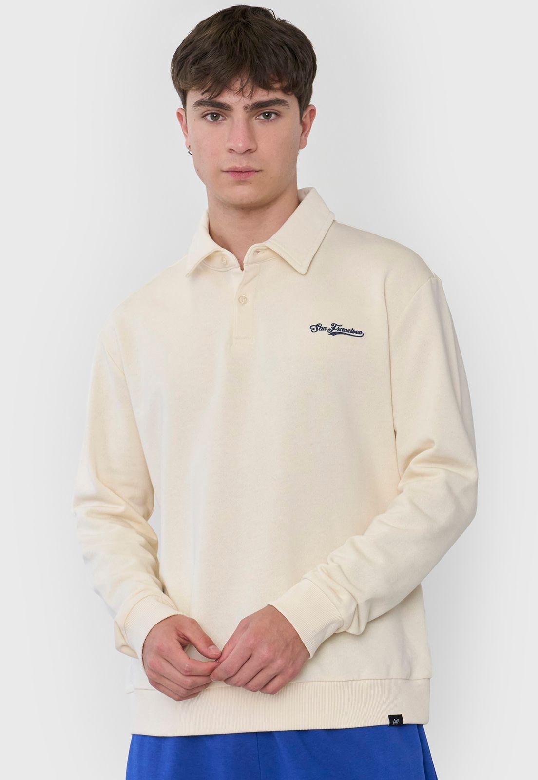 Polerón Hombre Cuello Camisero College Blanco Corona-2
