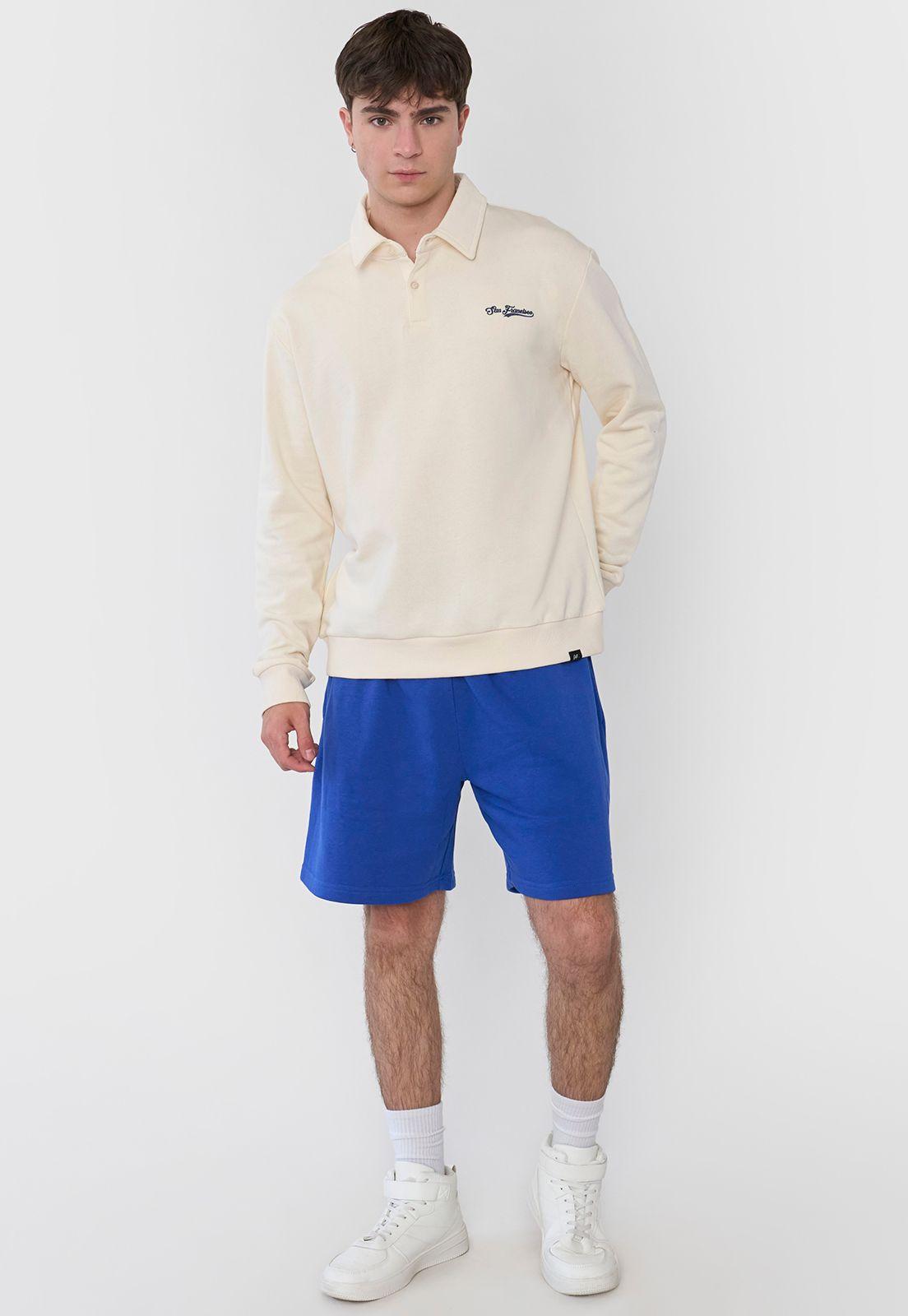 Polerón Hombre Cuello Camisero College Blanco Corona-3