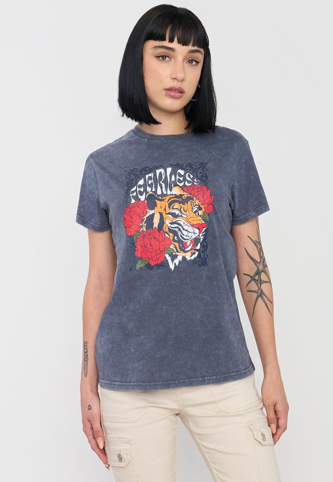 Polera Mujer Fun Regular Fit Gris Oscuro Corona-0