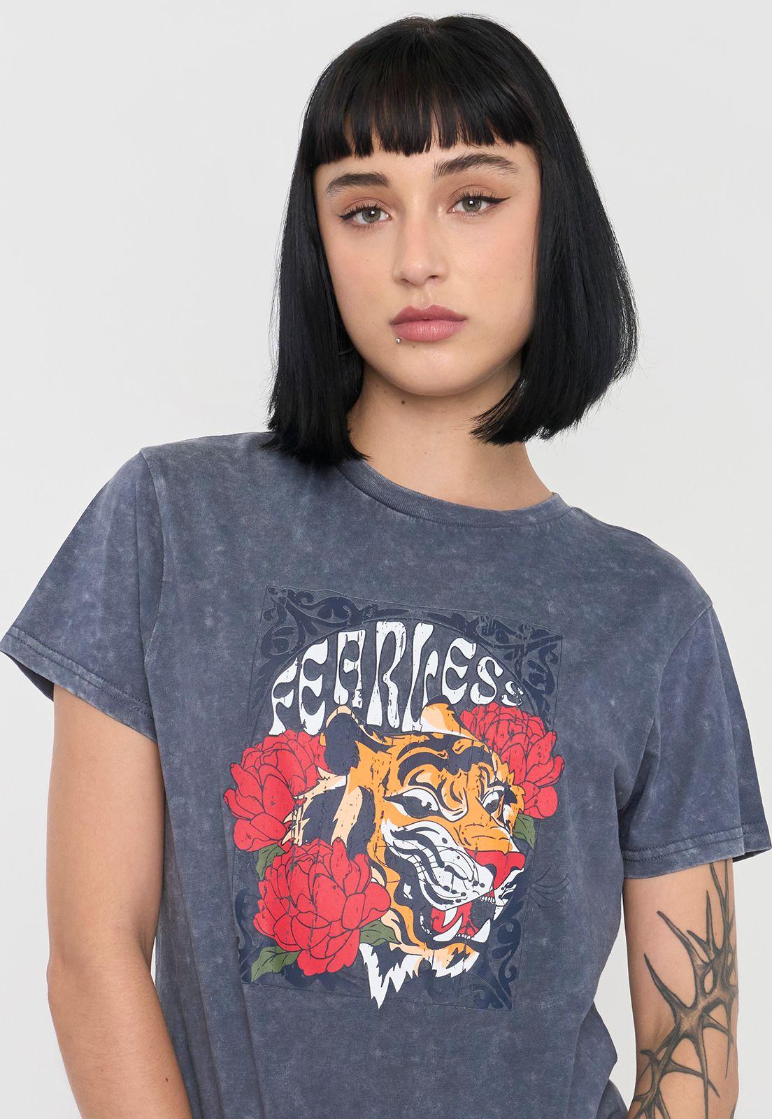 Polera Mujer Fun Regular Fit Gris Oscuro Corona-2